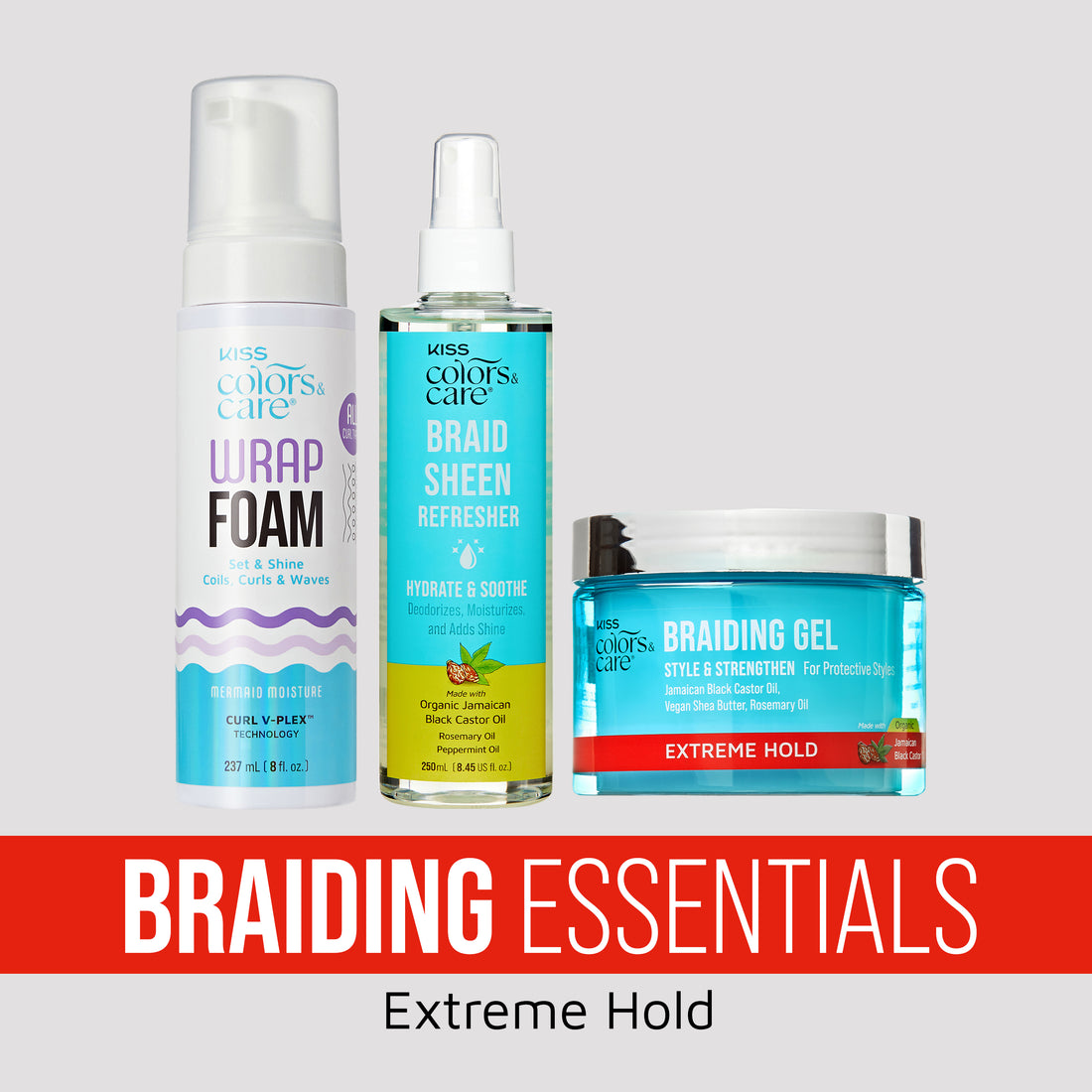 Kiss Colors &amp; Care Braiding Essentials Bundle - Extreme Hold
