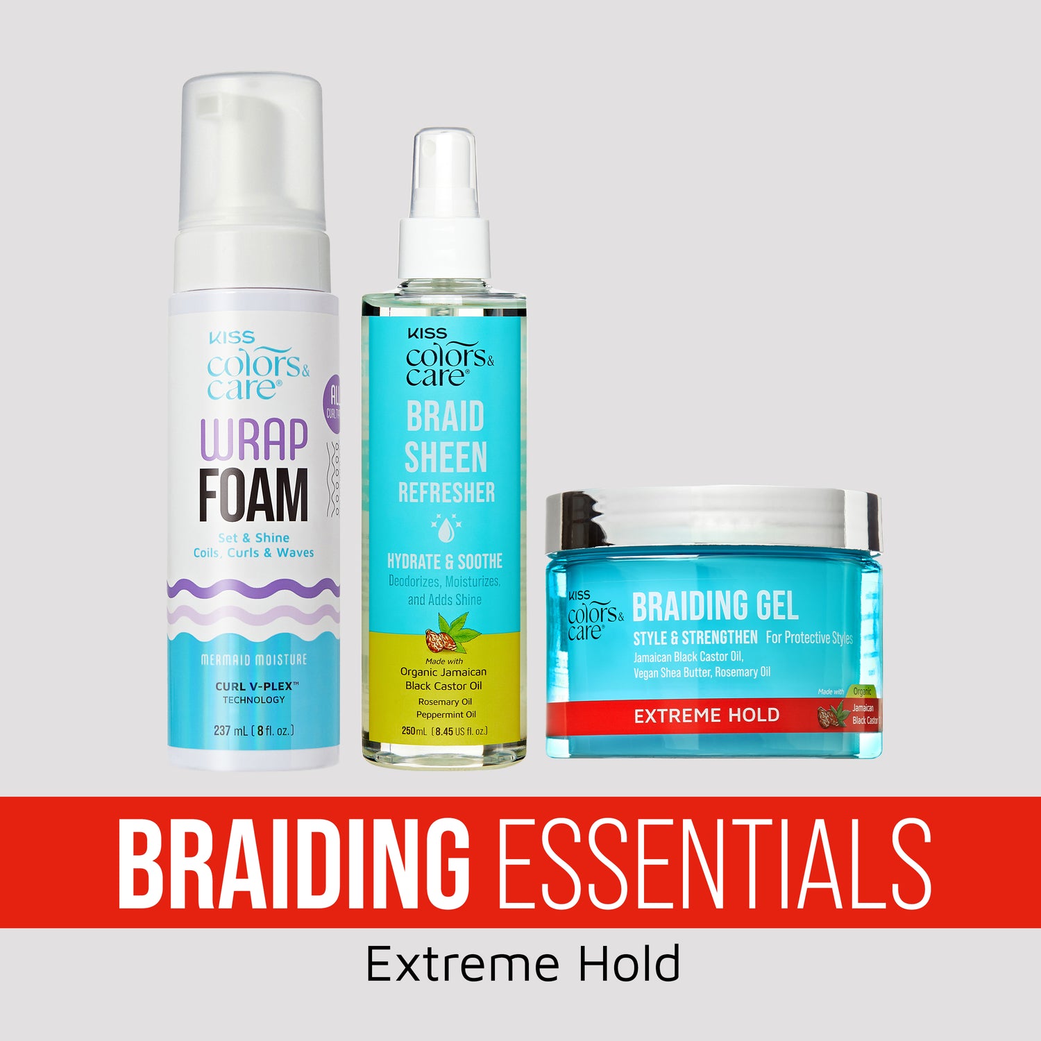 Kiss Colors &amp; Care Braiding Essentials Bundle - Extreme Hold