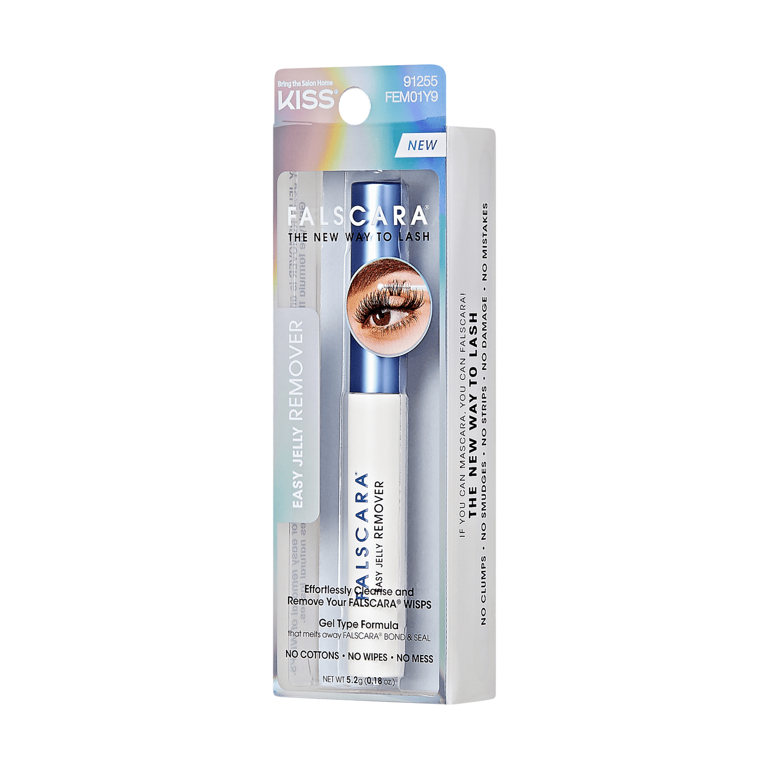 Falscara eyelash remover with packaging on a white background