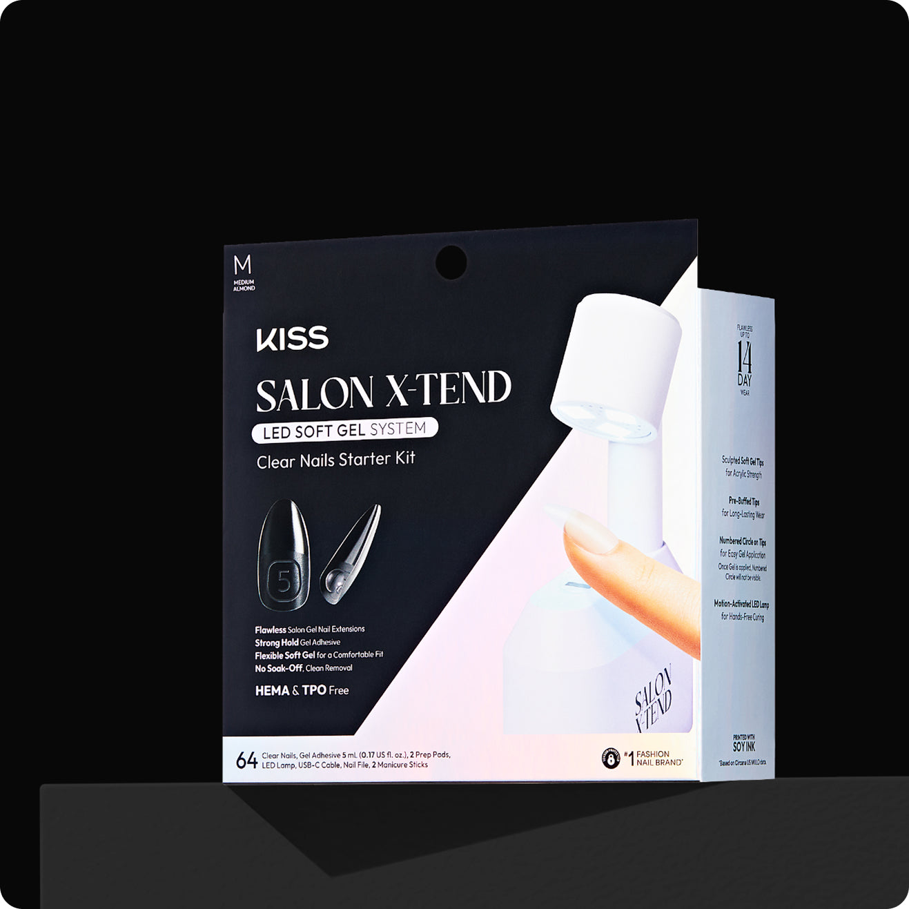 KISS Salon X-Tend LED Soft Gel System Clear Nails Starter Kit with lamp and accessories