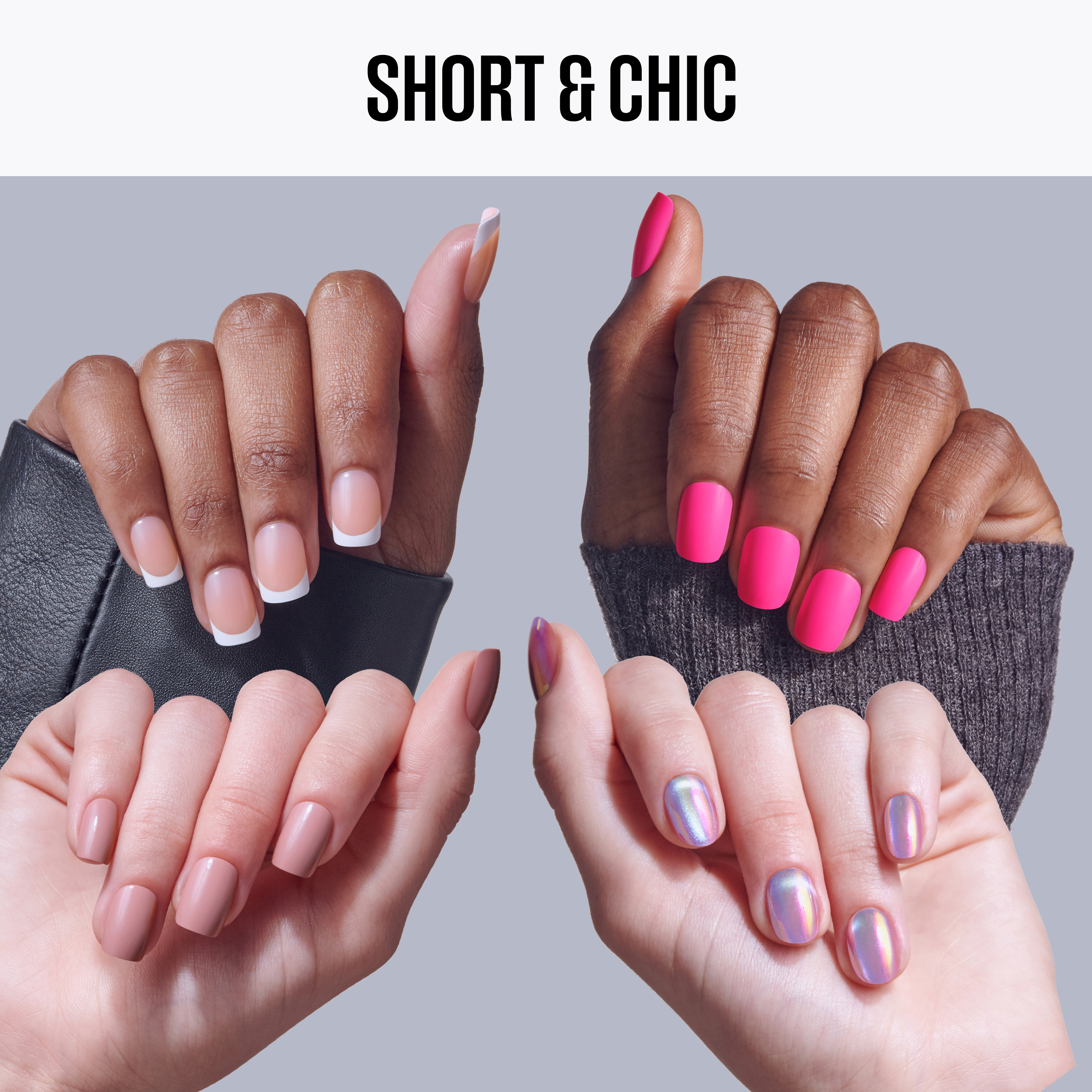 Kiss Press On Glue Nails Bundle - Short &amp; Chic