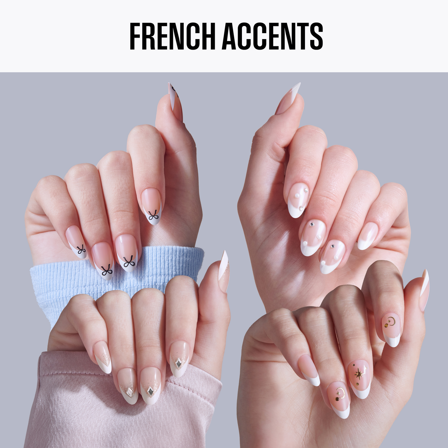 Kiss French Press On Glue Nails Bundle - French Accents