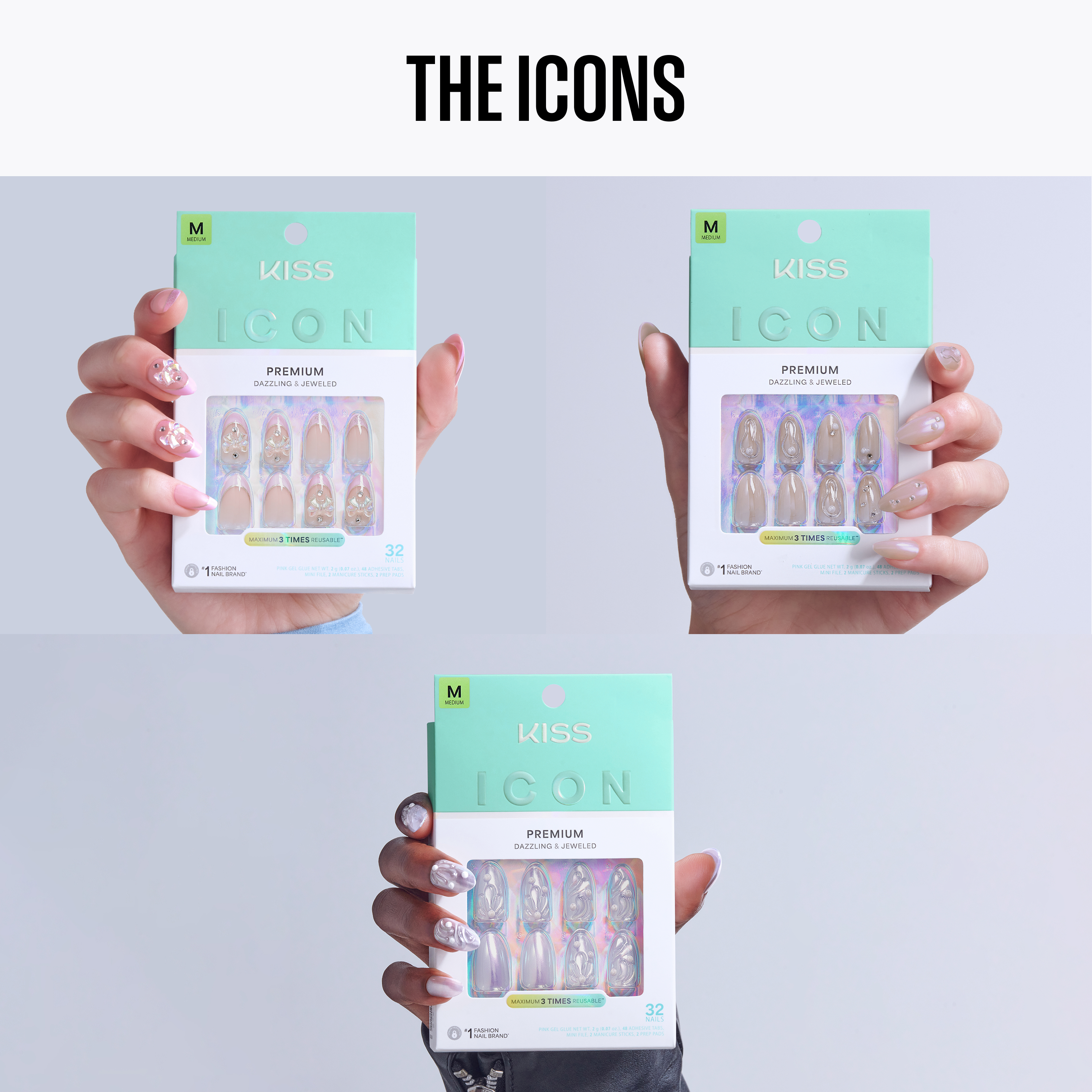 Kiss Icon Press On Glue Nails Bundle - The Icon&