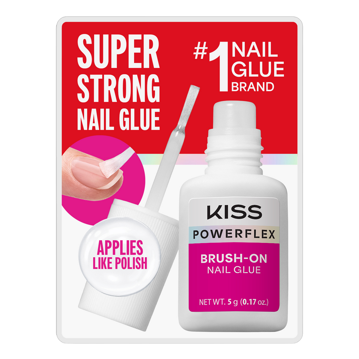 Kiss PowerFlex Brush-On Fake Nail Glue - 0.17 oz. | Nail Adhesive, Press-On Glue, Applies Like Polish, Lasting Wear