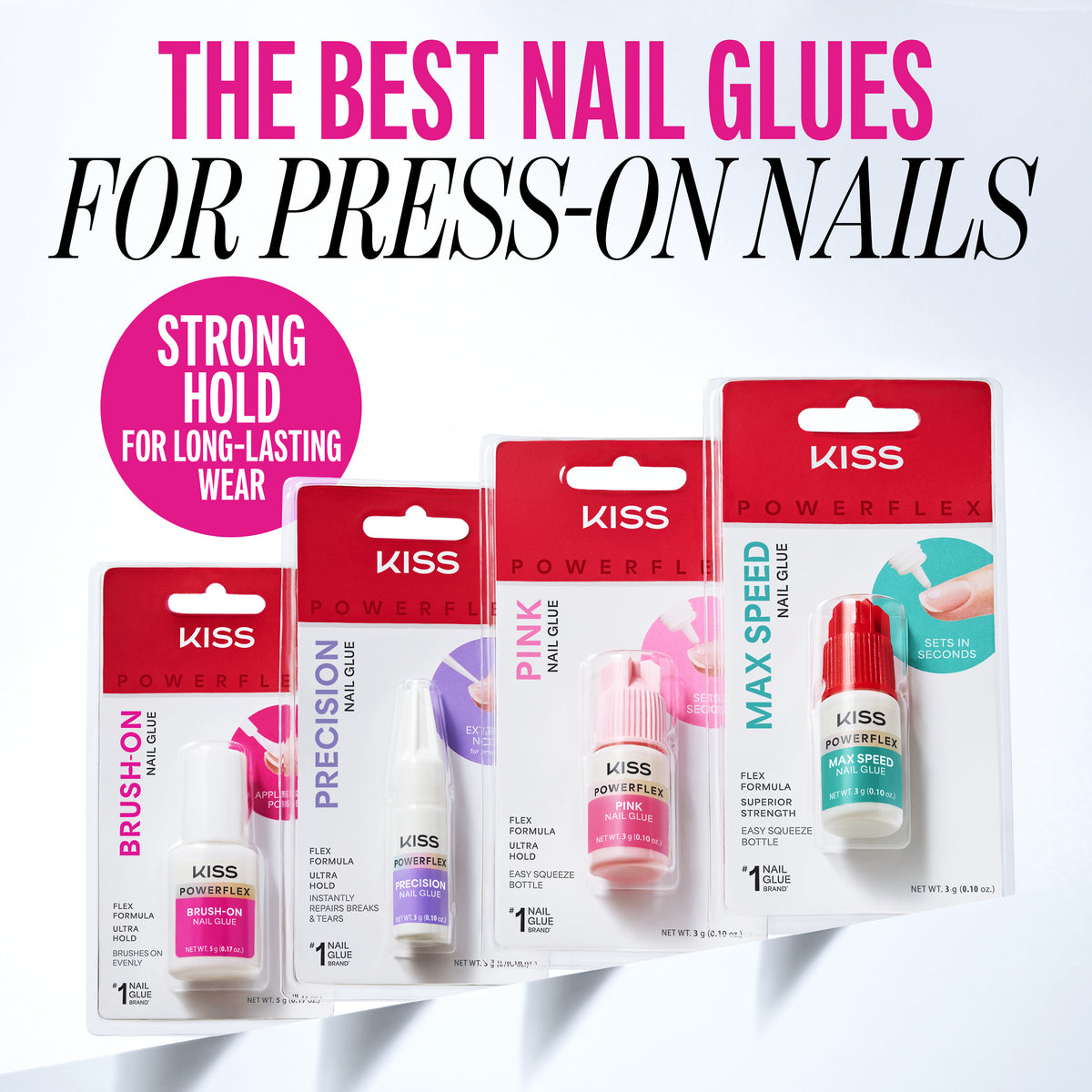Kiss PowerFlex Brush-On Nail Glue 2-Pack | Nail Adhesive, Press-On Glue, Applies Like Polish, Lasting Wear