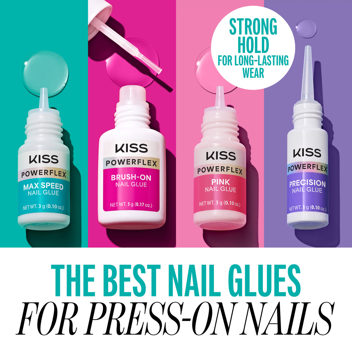 Kiss PowerFlex Maximum Speed Nail Glue 3-Pack | Nail Adhesive, Press-On Glue, Fast Drying, Strong Hold