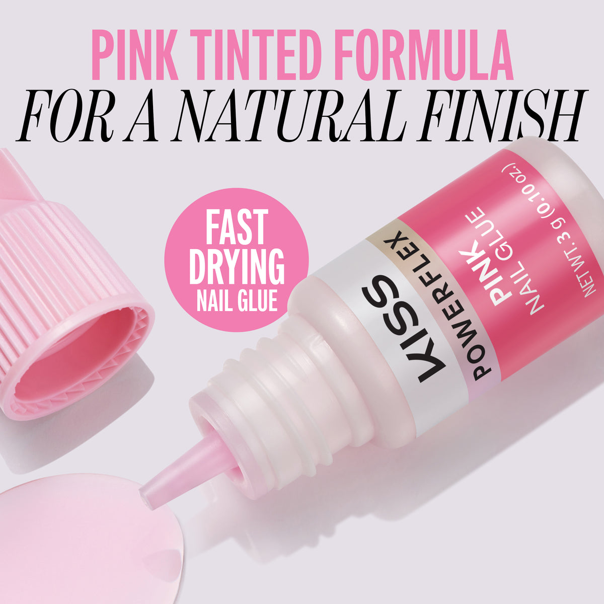 Kiss PowerFlex Pink Nail Glue 3-Pack | Nail Adhesive, Press-On Glue, Pink Tint, Strong Hold