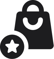 Shopping bag with star rating icon
