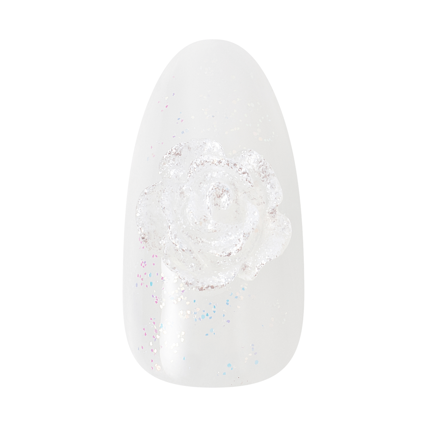 Kiss Glam Jeweled Press On Fake Glue Nails - Polaroid | 3D &amp; Jeweled Design, White, Medium, Almond