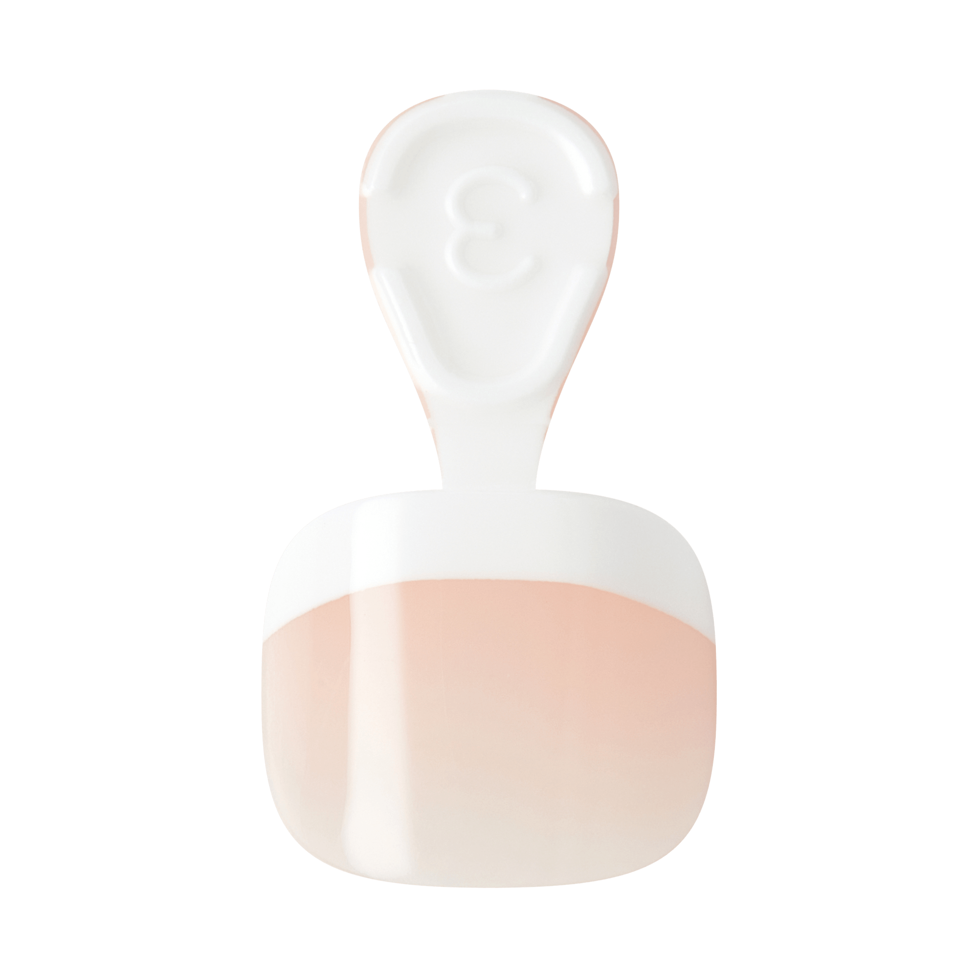Minimalist avatar illustration with white head and peach-colored torso