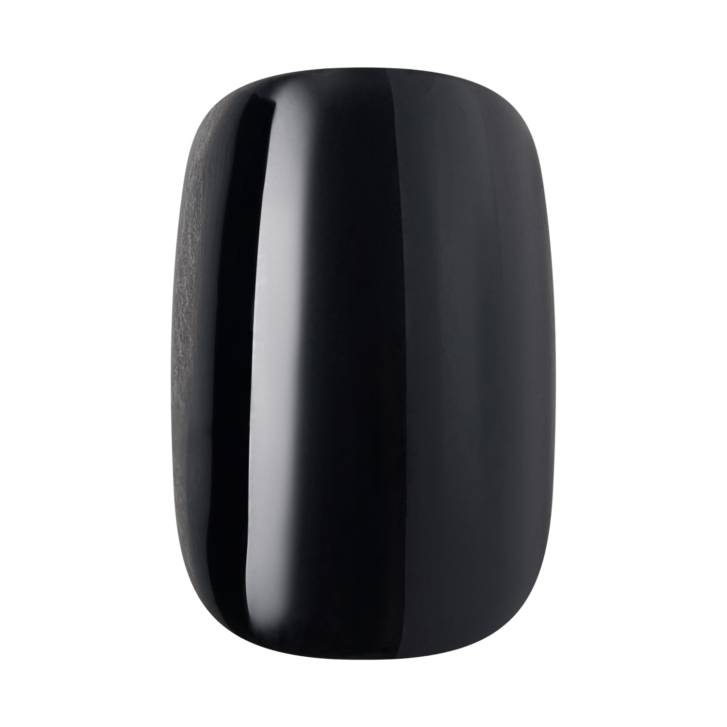 Black glossy cylindrical object with vertical highlight stripe on white background