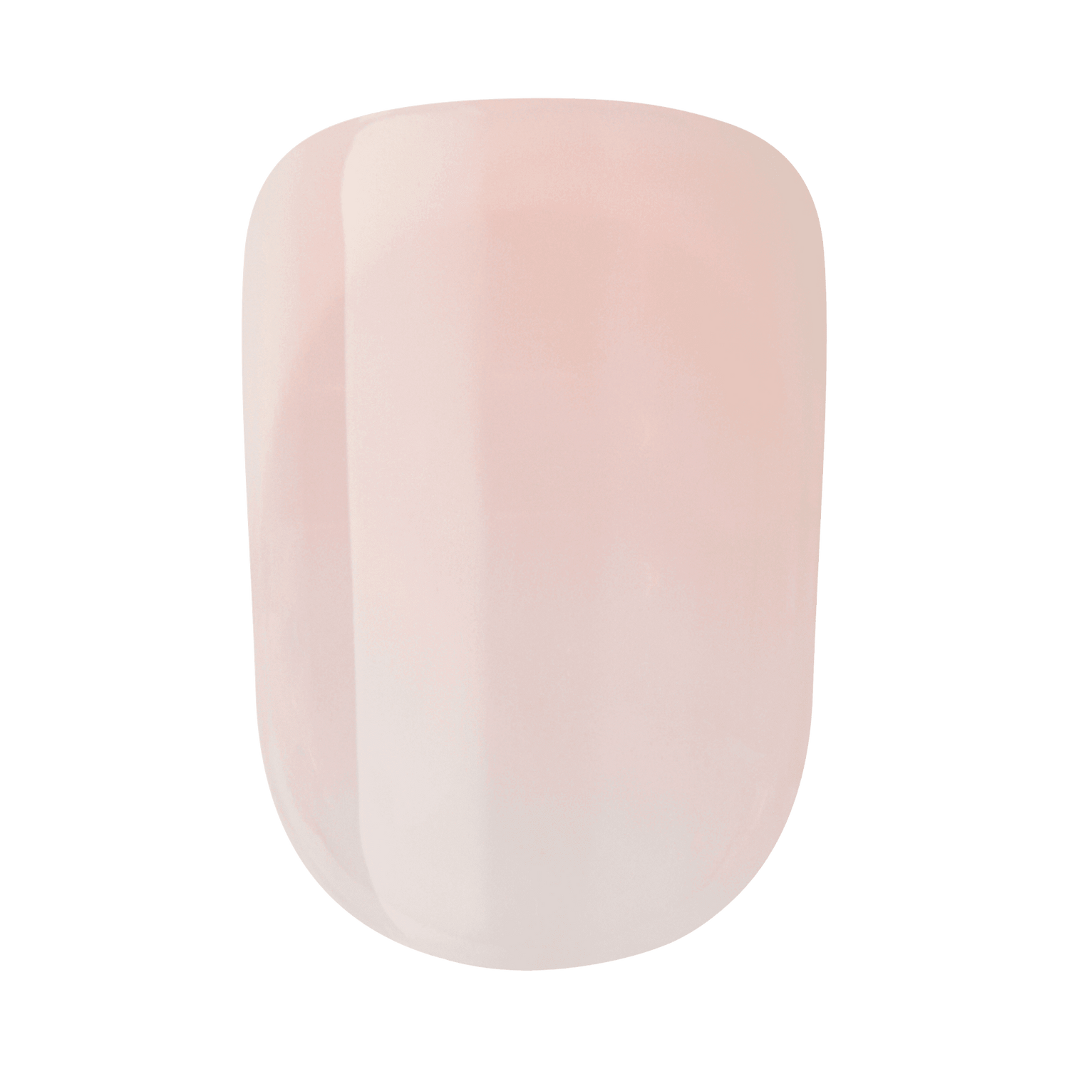The image shows a single artificial nail tip. The nail tip is oval-shaped and has a smooth, glossy finish. It is a light, translucent pink color, giving it a natural and subtle appearance. The nail tip is designed to be applied to a natural nail to enhance its length and shape.