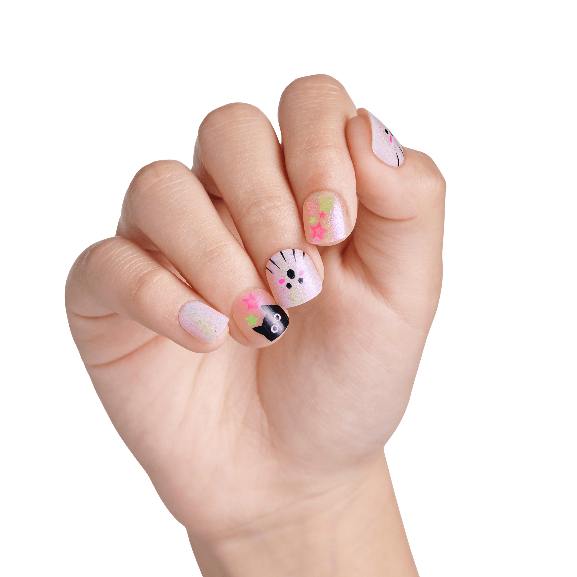 Impress Kids Halloween No Glue Fake Press On Nails - Tricky | Design, White, Kids, Squoval, Glow In The Dark, Manicure