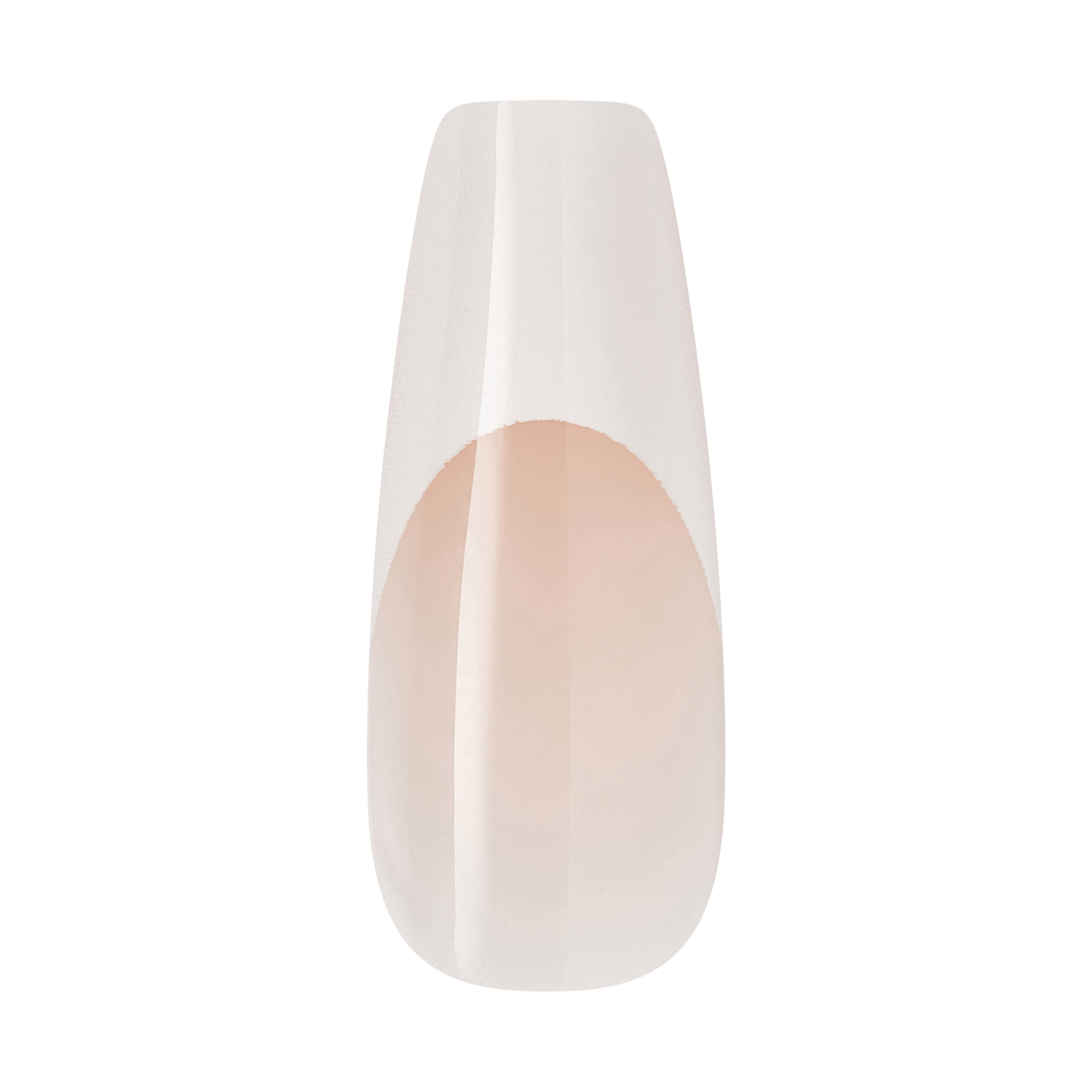 Coffin-shaped nail with white ombre and nude oval accent design