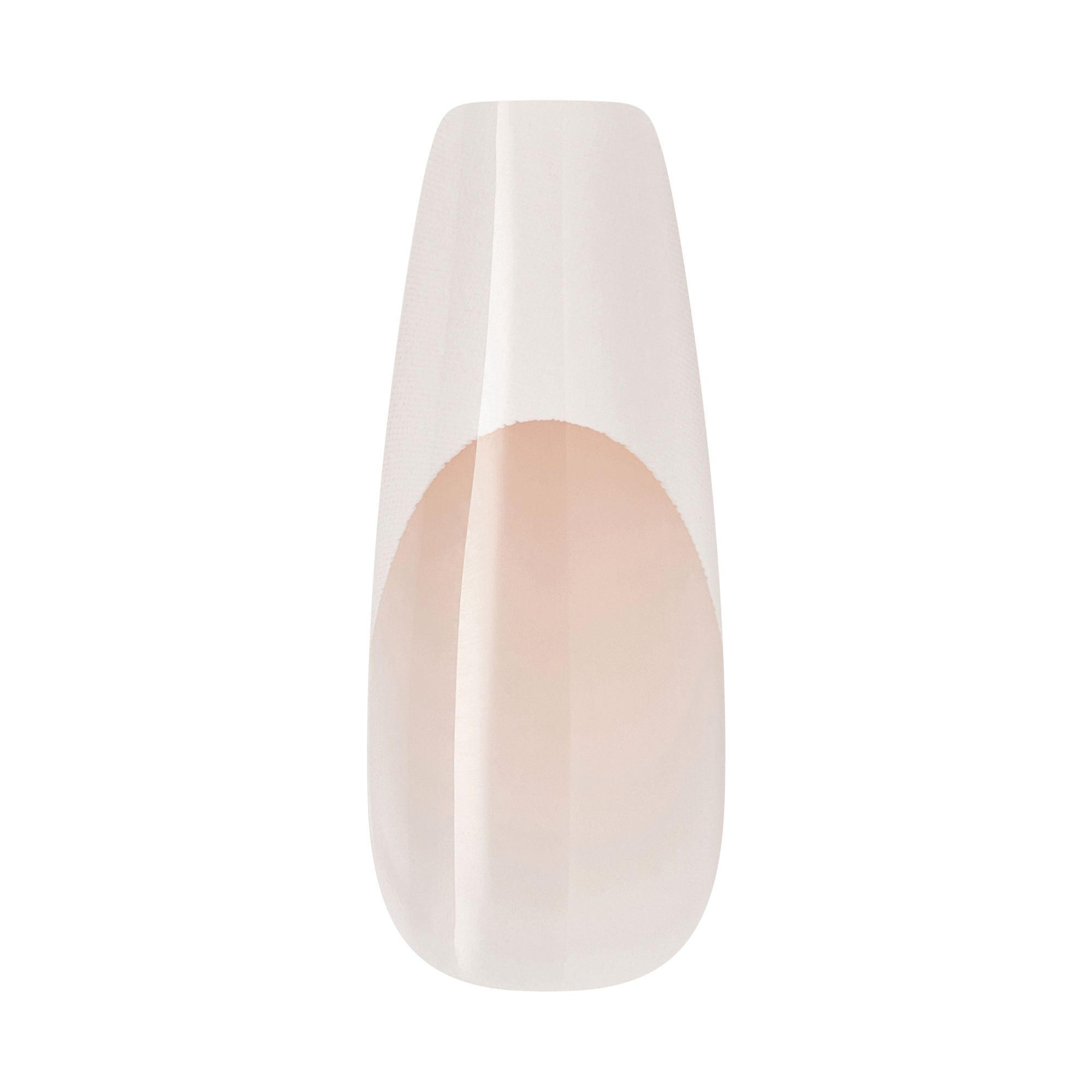 Coffin-shaped nail with white ombre and nude oval accent design