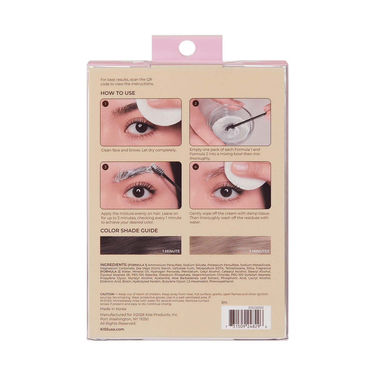Kiss Lightening Cream Kit - Blonde | Starter Kit,  8 Pre-Measured Pouches, Eyebrow Brush
