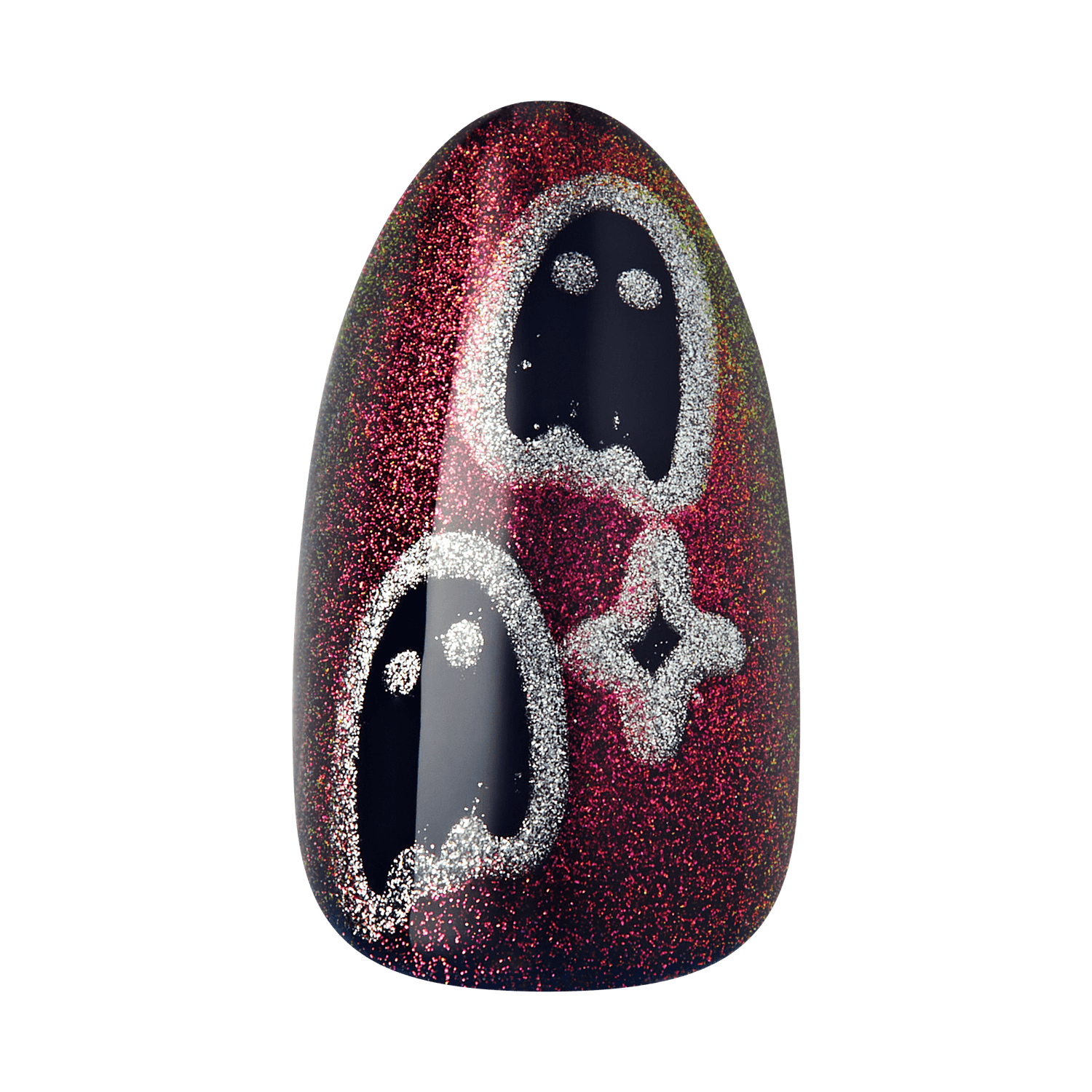 Kiss Haunt Halloween Press On Fake Glue Nails - Haunted Glow | Design, Red, Medium, Almond