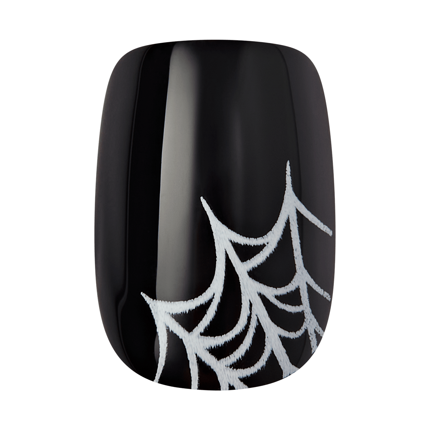 Kiss Haunt Halloween Press On Fake Glue Nails - Fangs for the Memories | Design, Orange &amp; Black, Short, Squoval, Glow In The Dark