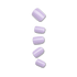 Five glossy, light purple press-on nails of varying sizes arranged vertically on a transparent background, shown without packaging.