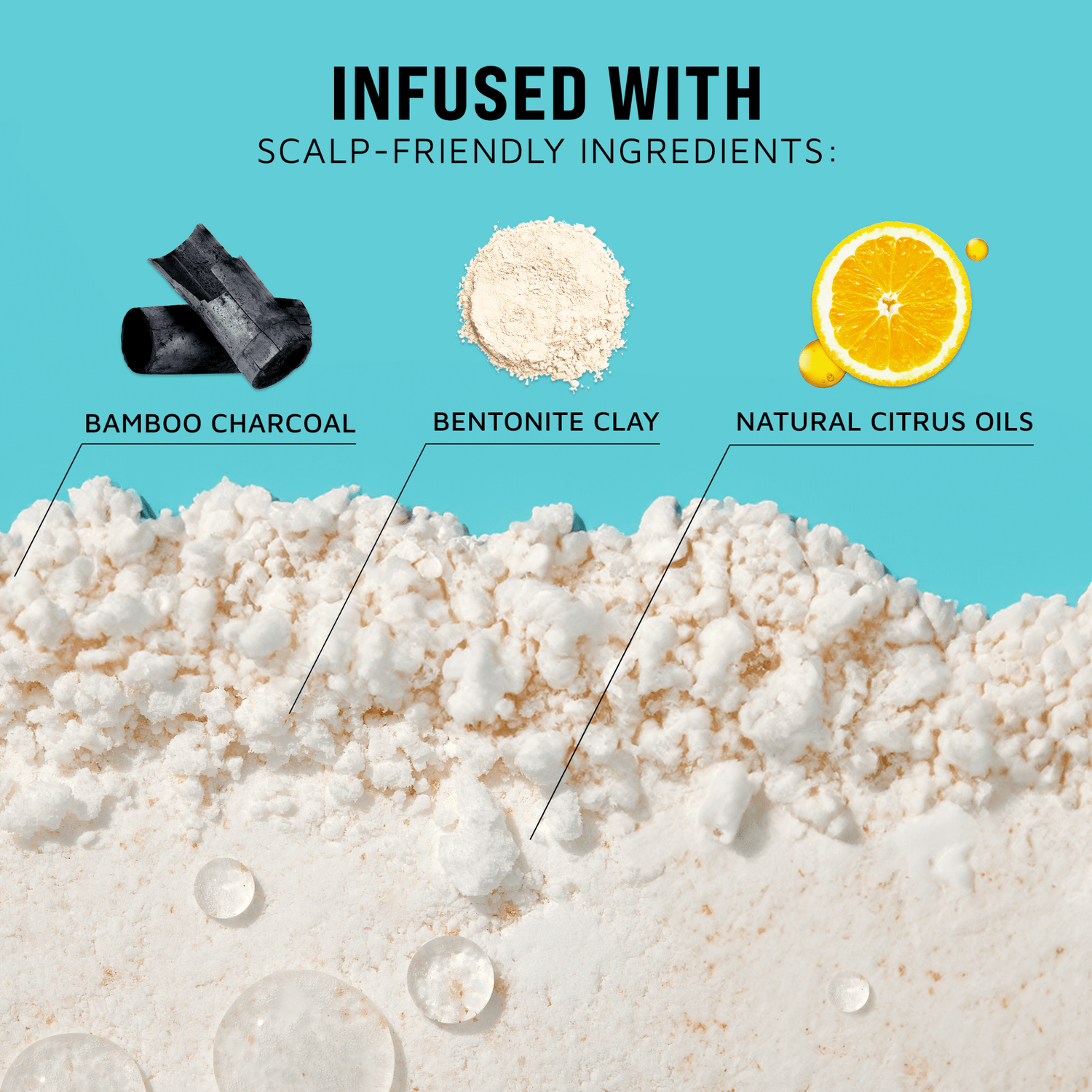 Product with ingredients listed on a blue background