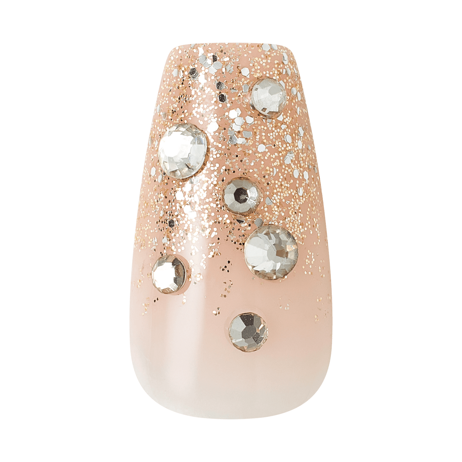 Kiss Glam 3D &amp; Jeweled Press On Fake Glue Nails - Yours | 3D &amp; Jewel Design, Pink, Medium, Coffin