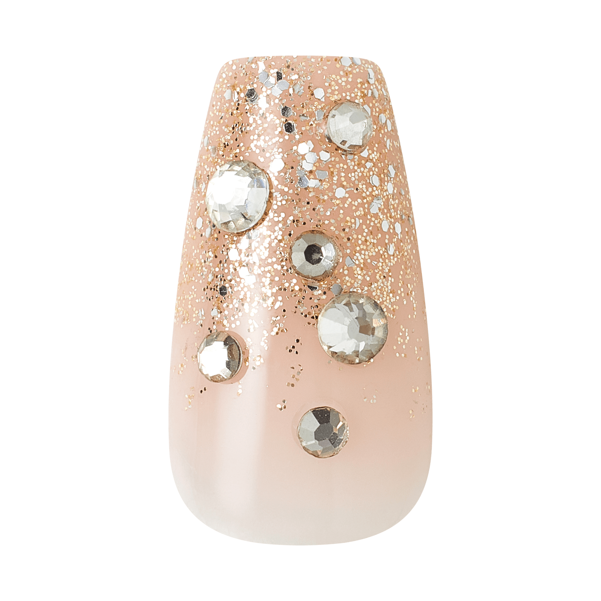 Kiss Glam 3D &amp; Jeweled Press On Fake Glue Nails - Yours | 3D &amp; Jewel Design, Pink, Medium, Coffin