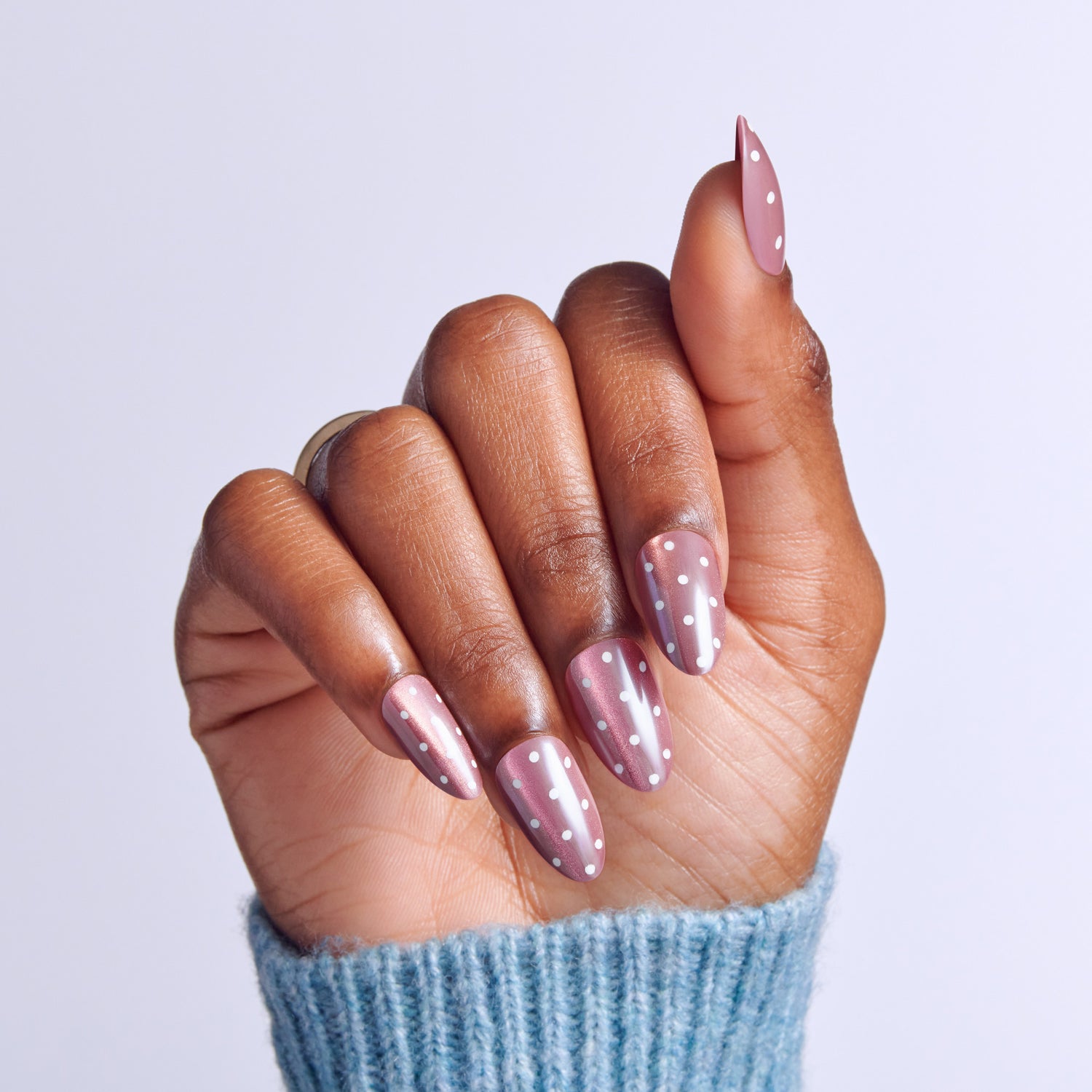 Kiss Glam Embellished Press On Fake Glue Nails - Velvet Noir | 3D &amp; Jewel Design, Pink, Medium, Almond