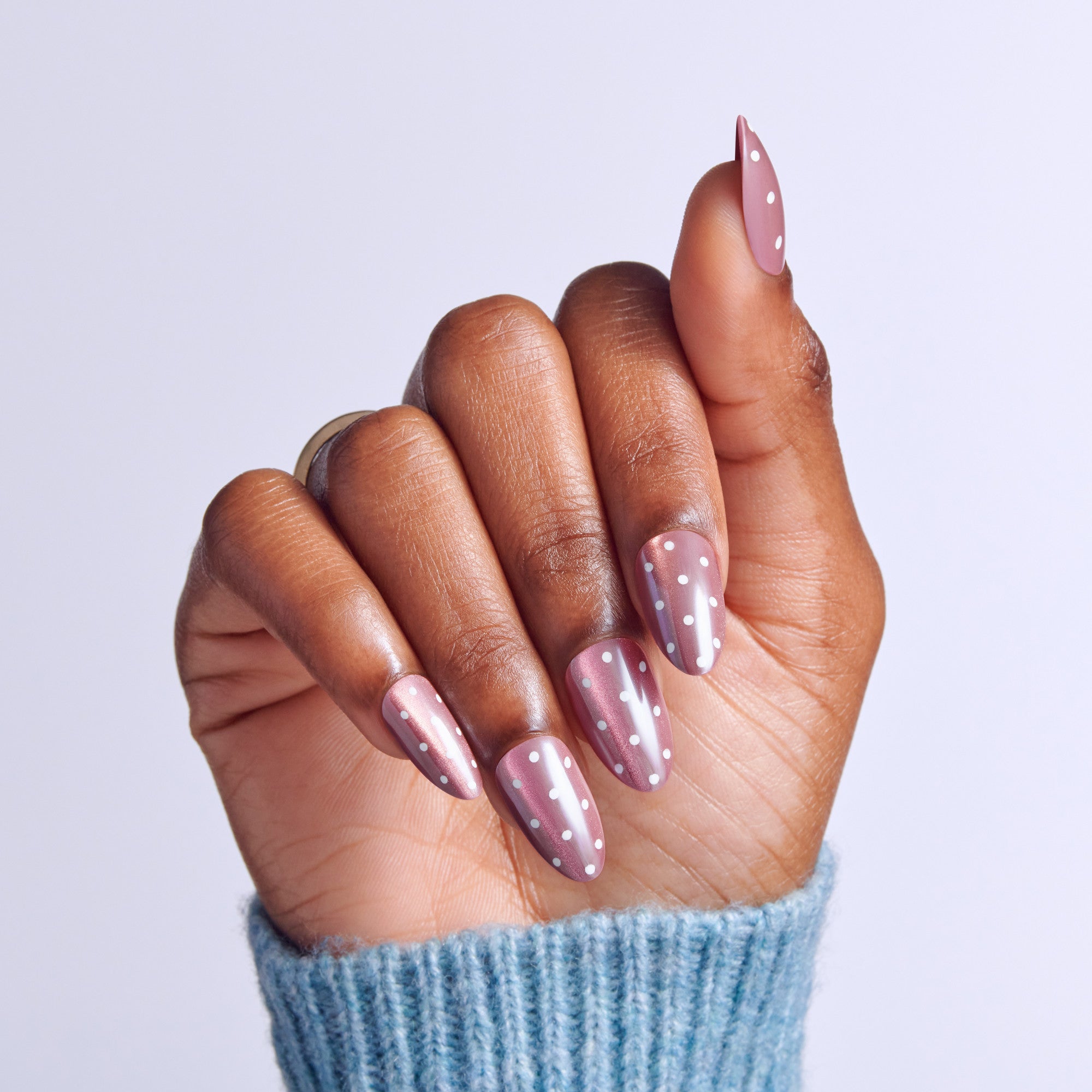 Kiss Glam Embellished Press On Fake Glue Nails - Velvet Noir | 3D &amp; Jewel Design, Pink, Medium, Almond