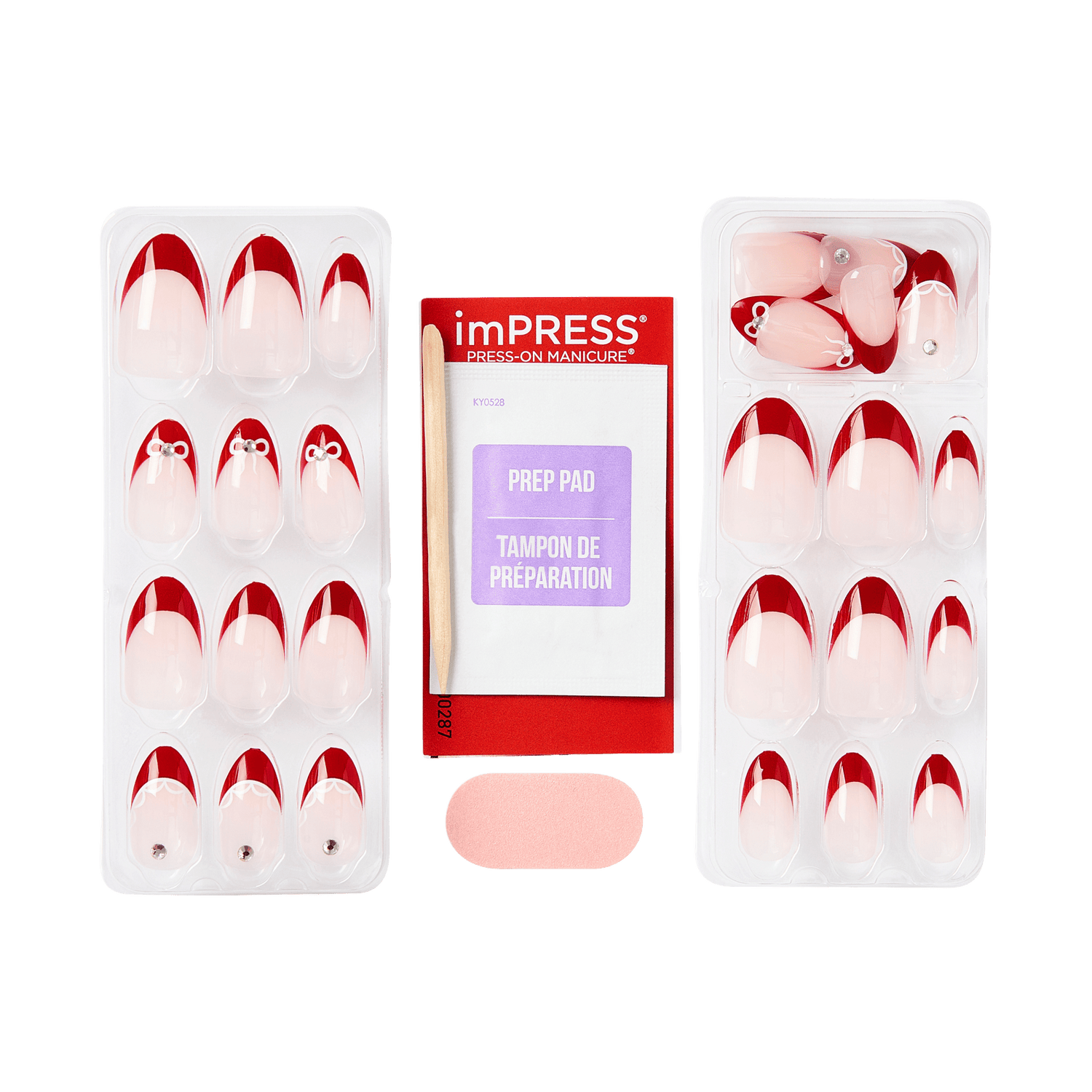 Impress Design No Glue Fake Press On Nails - Buzz | French Design, White, Medium, Almond, Manicure