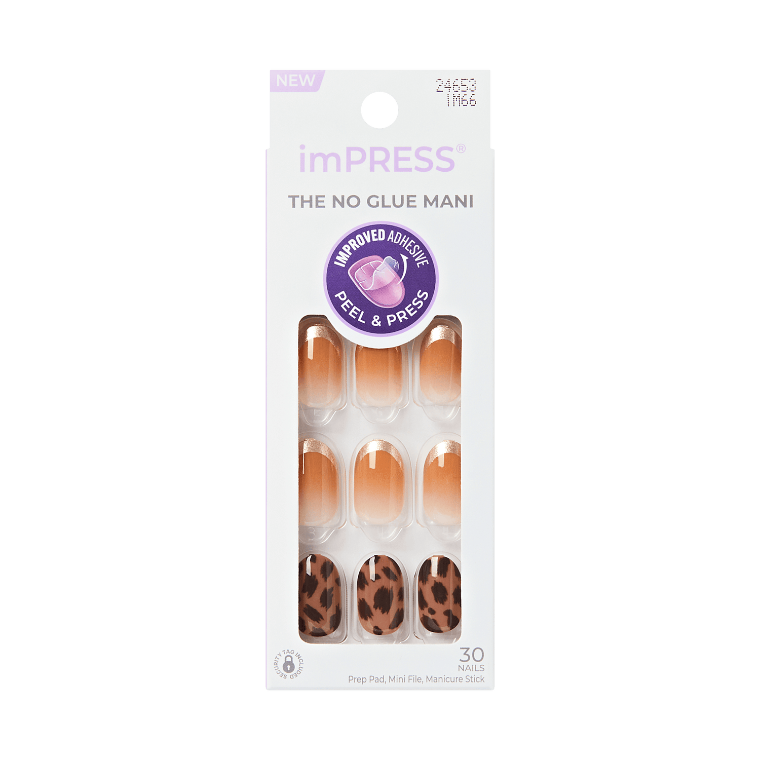 Impress Design No Glue Fake Press On Nails- Polar | Design, Brown, Short, Oval, Manicure