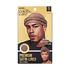 KISS Colors & Care packaging showing taupe satin-lined halo turban on man and woman, labeled premium quality, adjustable fit, one size unisex.