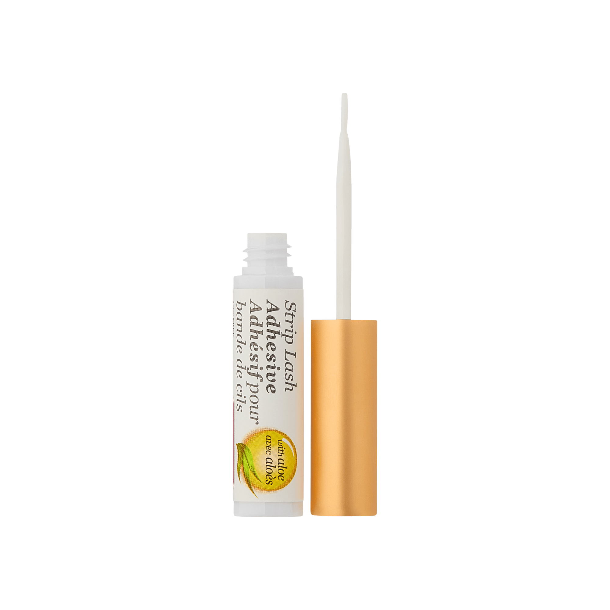 Strip lash adhesive with applicator on a green background