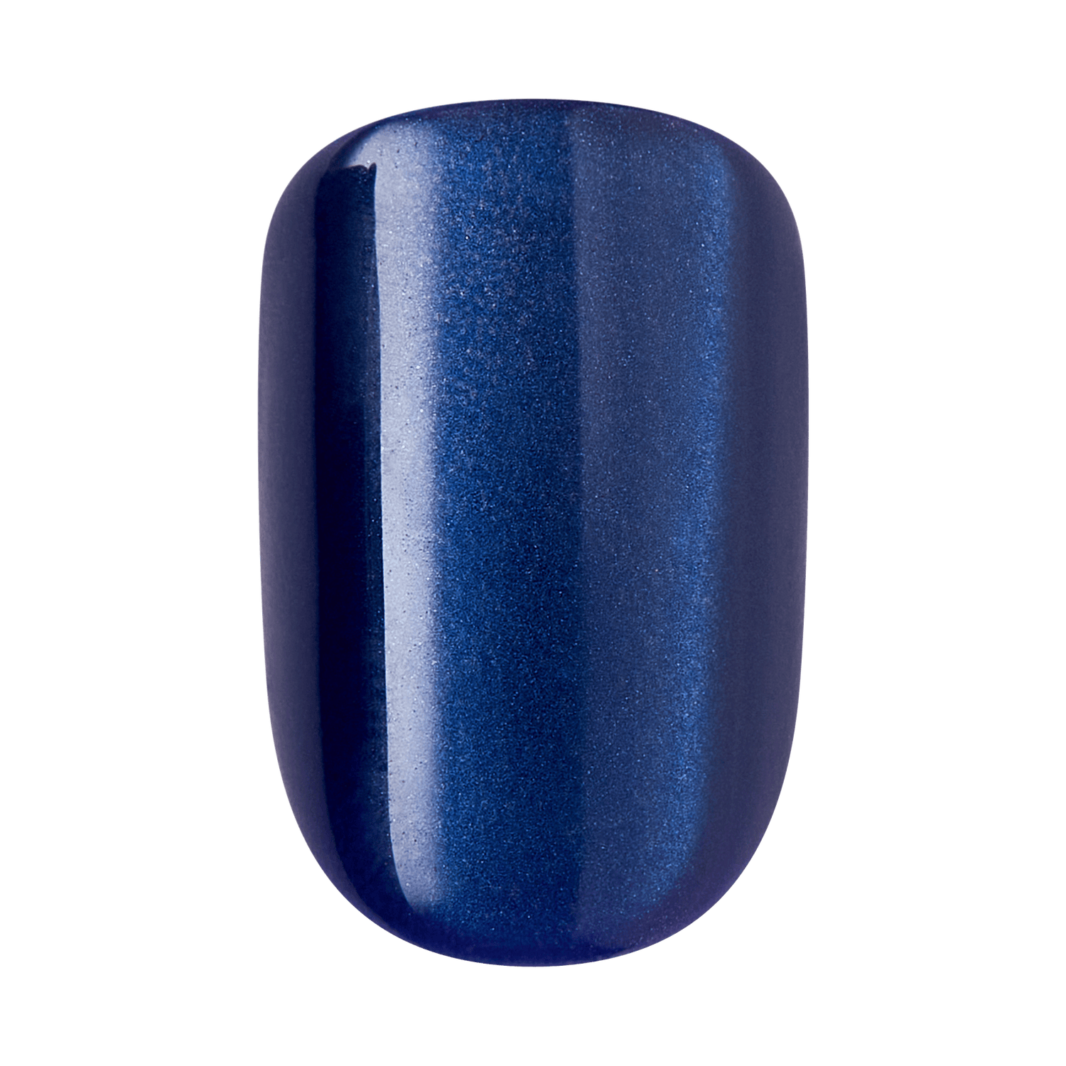 Deep blue shimmer nail polish swatch on white background