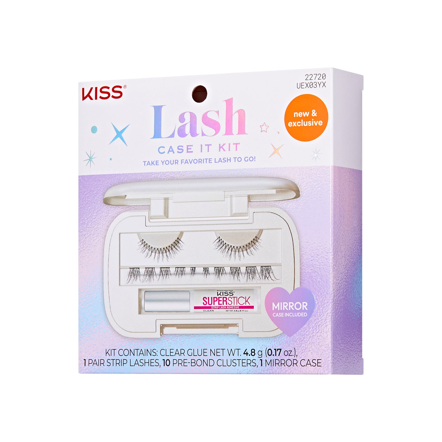 KISS Lash Case It Kit with strip lashes, clusters, glue, and mirror case