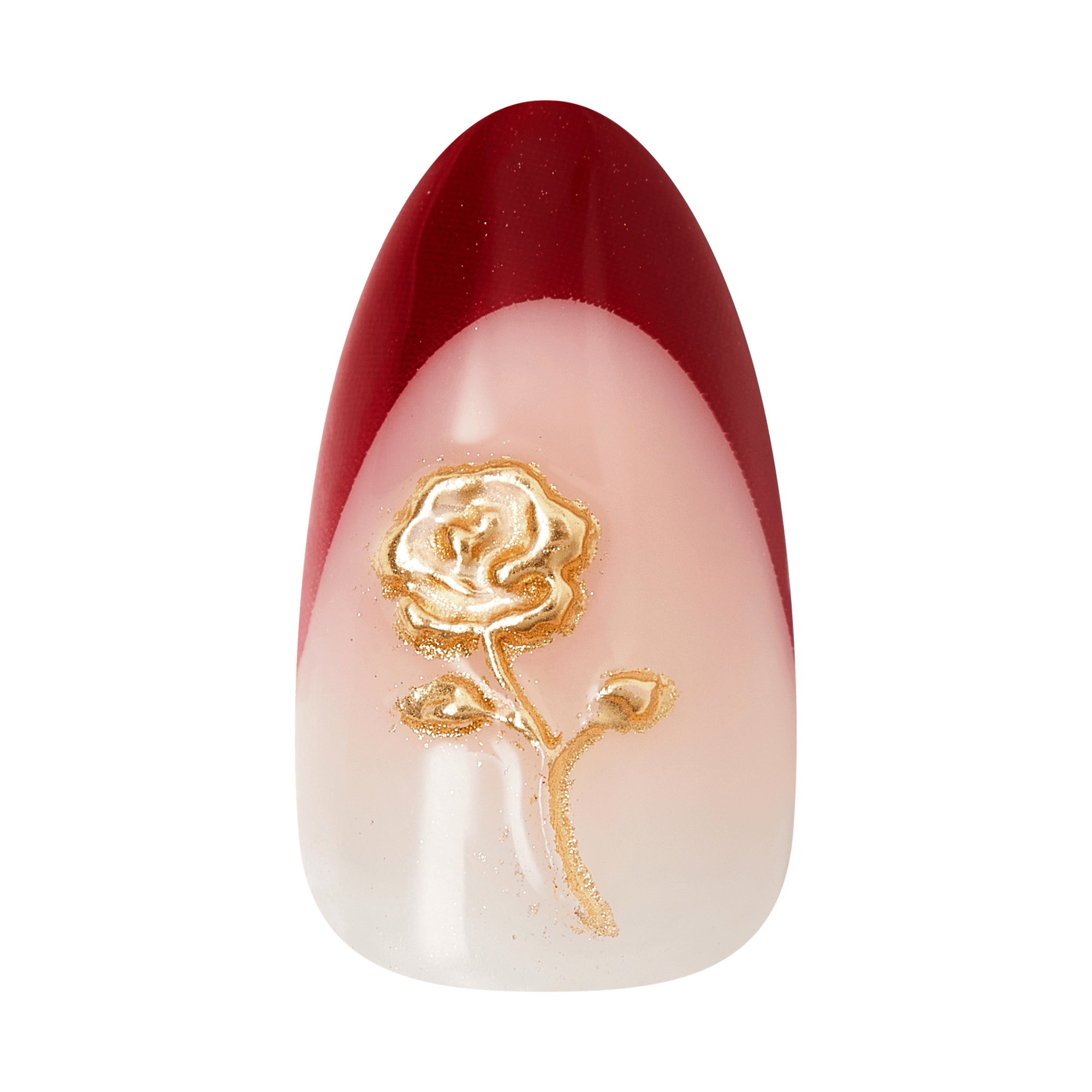 Kiss Glam 3D &amp; Jeweled Press On Fake Glue Nails - Weekend | 3D &amp; Jewel Design, Red, Medium, Almond