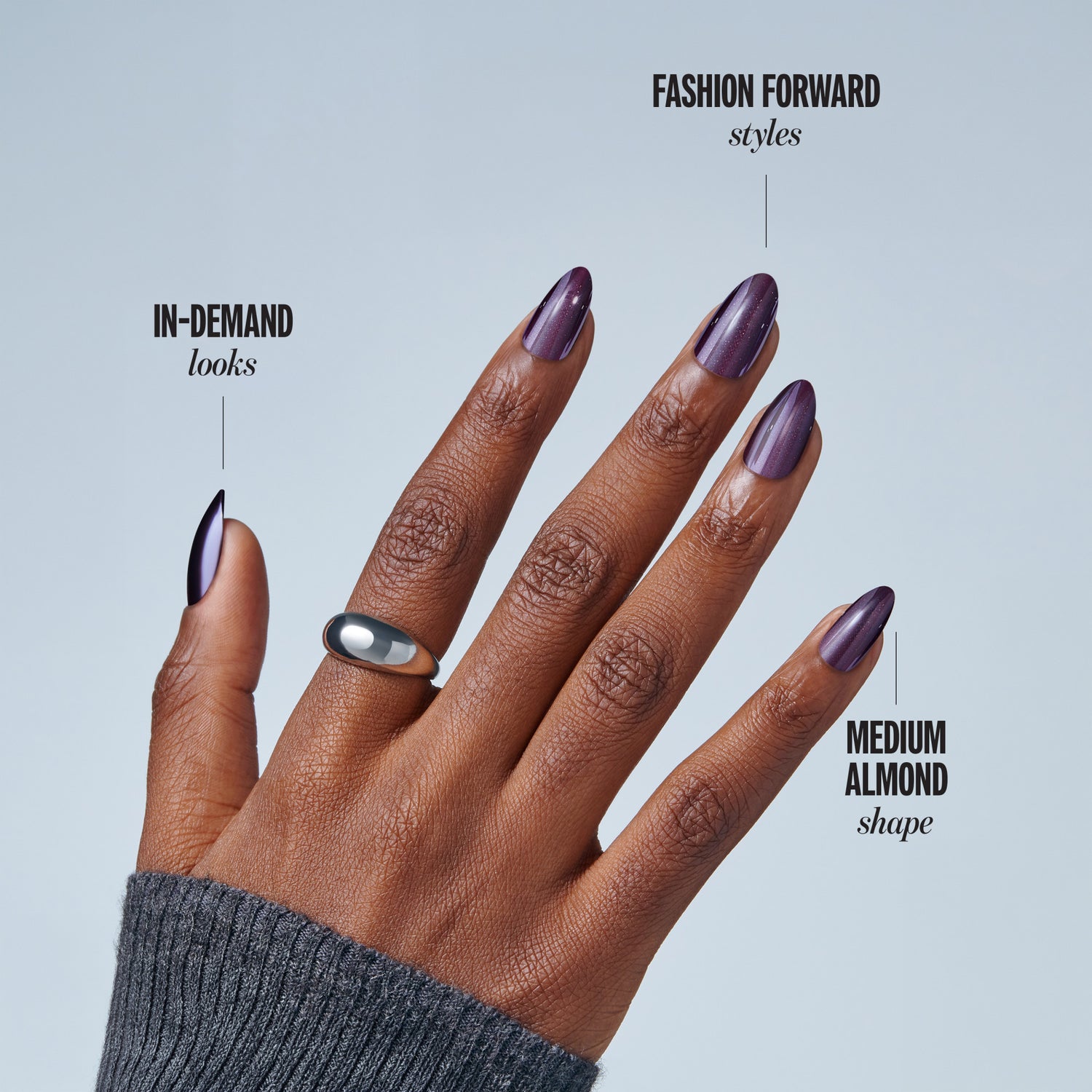 Kiss Haunt Halloween Press On Fake Glue Nails - Fangtastic | Design, Purple, Medium, Almond