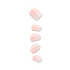 Five pale pink, glossy press-on nails shown in descending sizes against a white background, with a natural square shape and subtle shine.