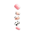 Set of five press-on nails featuring a mix of solid soft pink nails and animal print designs with black and pink spots on beige and white backgrounds.
