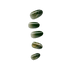 Set of five artificial press-on nails in various shapes, featuring dark green tones with gold foil and leaf accents for a natural, elegant look.