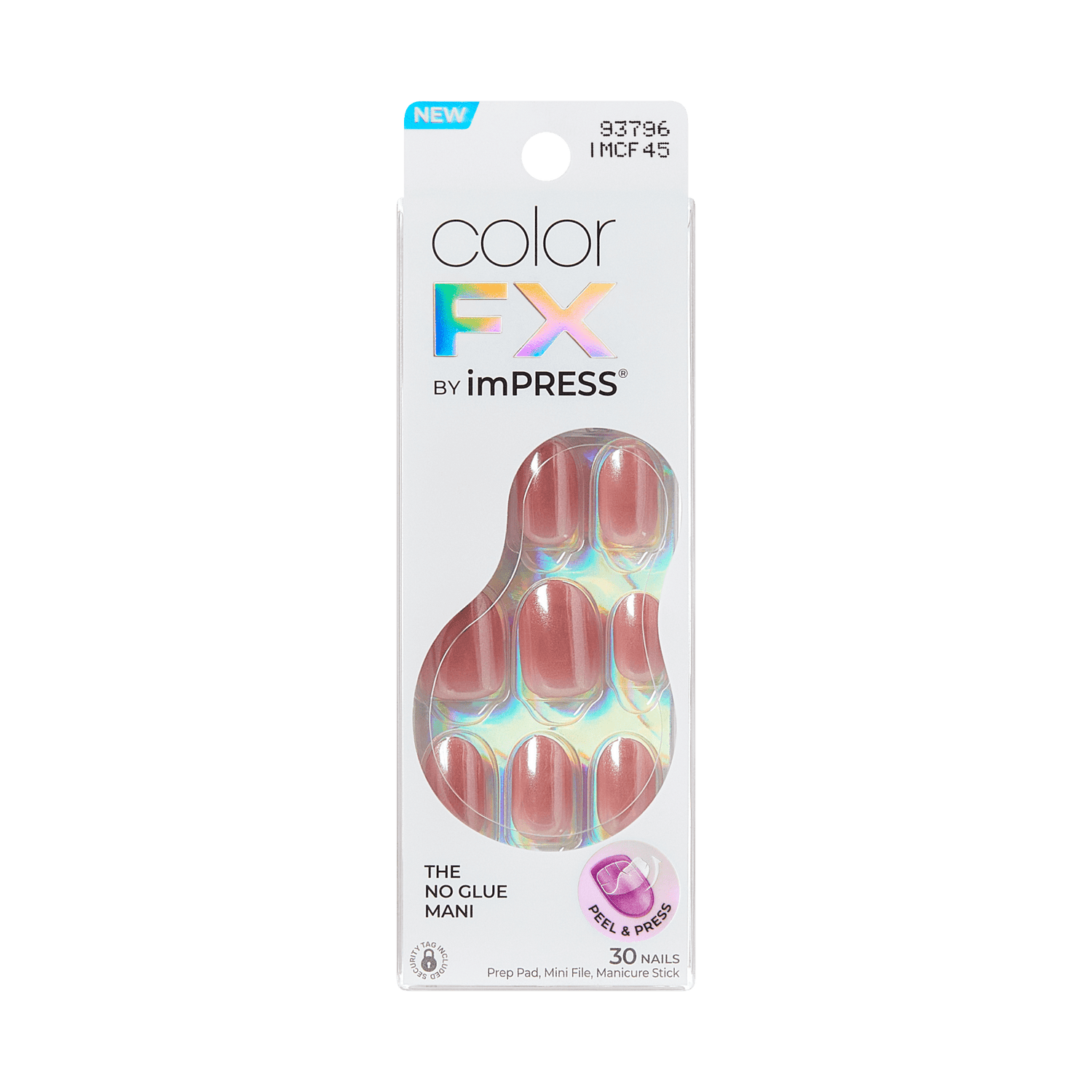 Color FX by imPRESS press-on nails in pink with iridescent accents, 30 nails