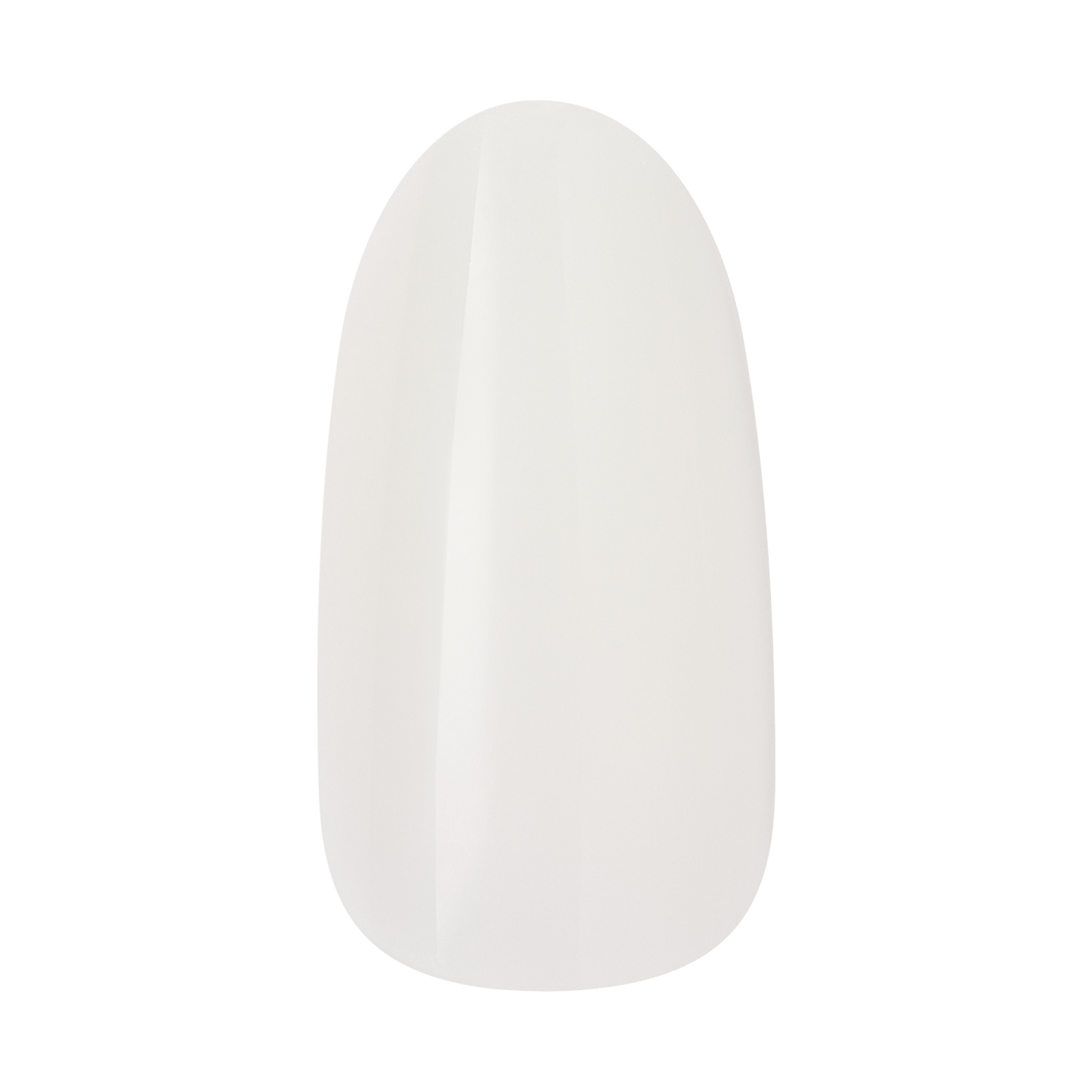 Oval-shaped nail polish bottle with white/nude finish