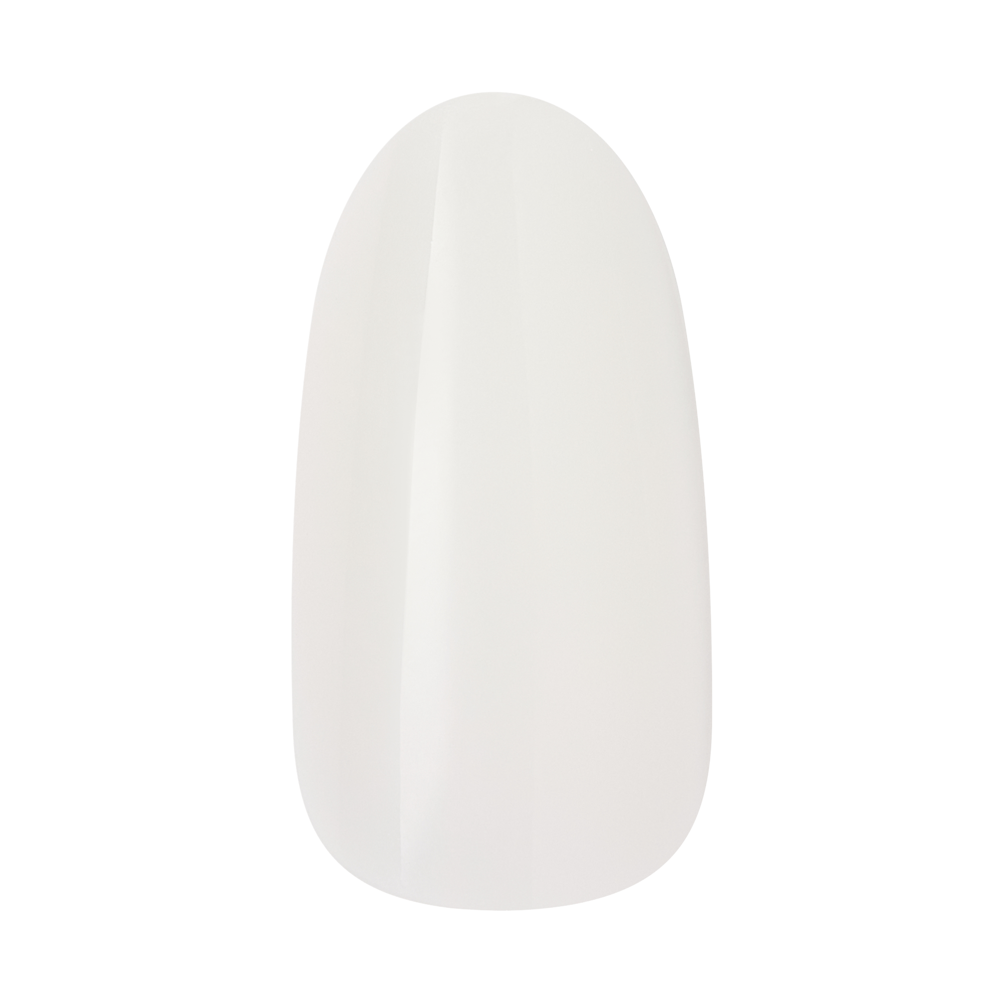 Oval-shaped nail polish bottle with white/nude finish