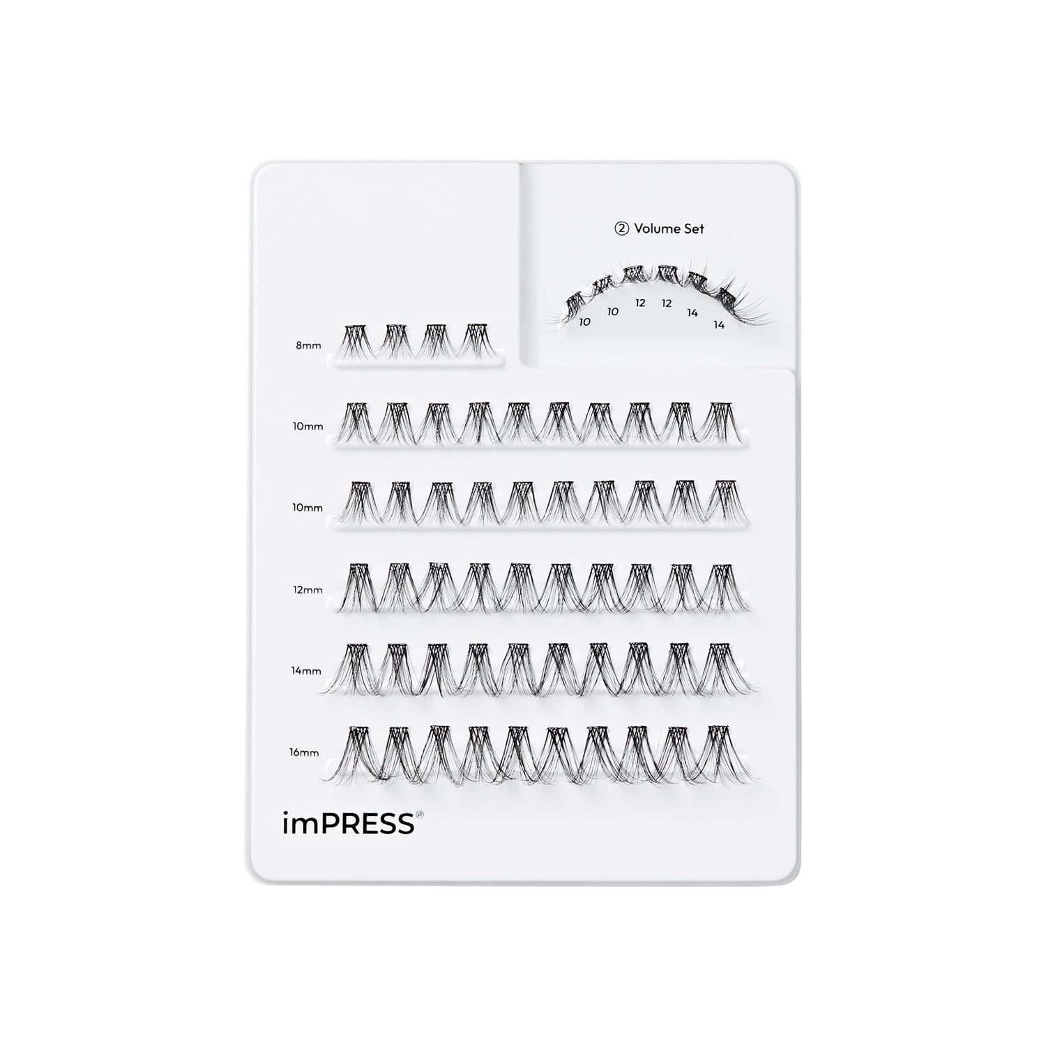 imPRESS Volume Set 2 eyelash collection in 8mm-16mm lengths