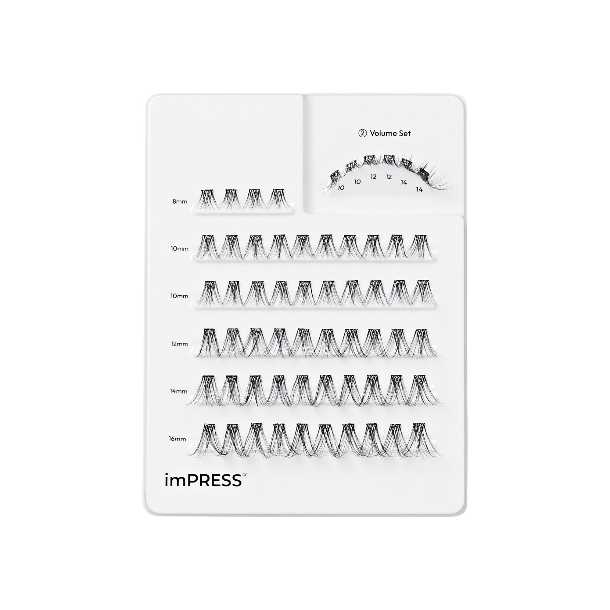 imPRESS Volume Set 2 eyelash collection in 8mm-16mm lengths