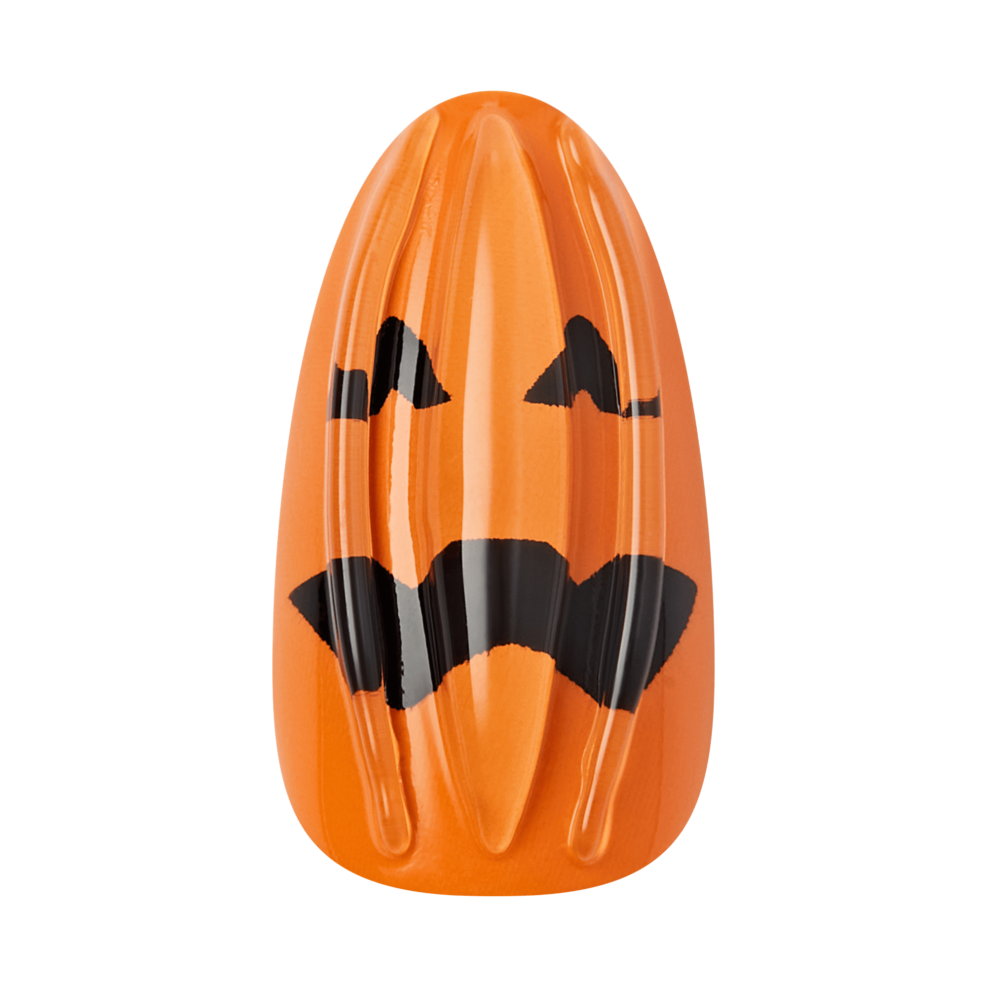 Kiss Haunt Halloween Press On Fake Glue Nails - Witching Hour | Design, Orange, Medium, Almond, Glow In The Dark