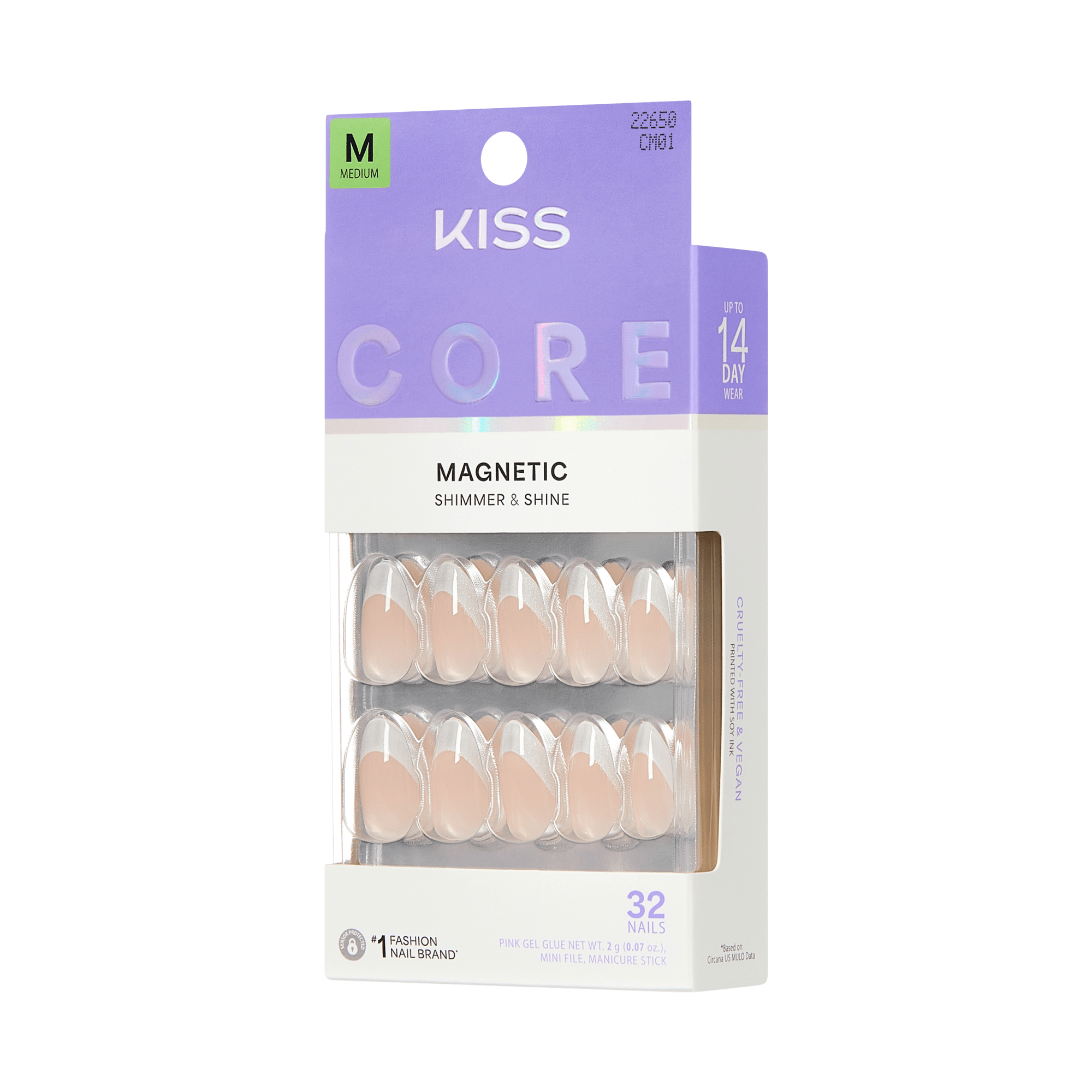 KISS Core Magnetic Shimmer &amp; Shine Press-On Nails, Medium, 32 Count