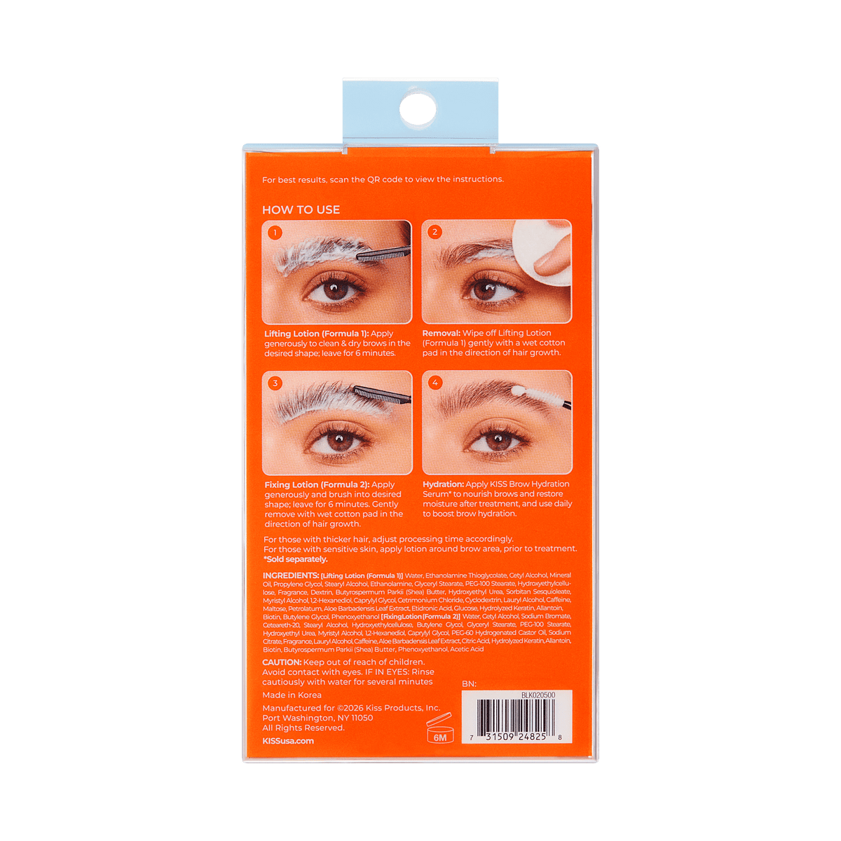 Kiss Brow Lamination Kit | Starter Kit, Lifting &amp; Shaping Lotion, Fixing Serum, Eyebrow Brush