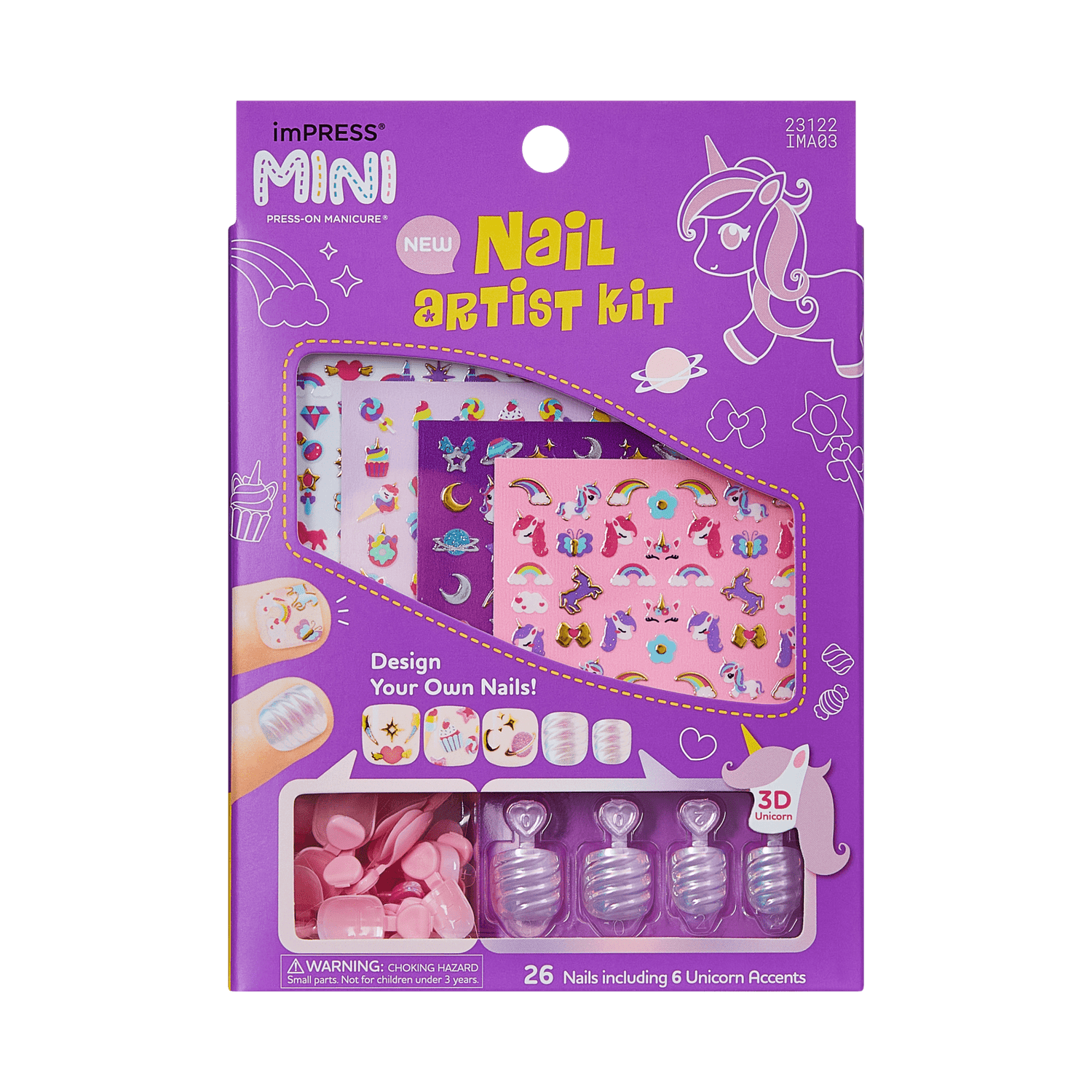 imPRESS Mini Nail Artist Kit with press-on manicure designs and unicorn accents