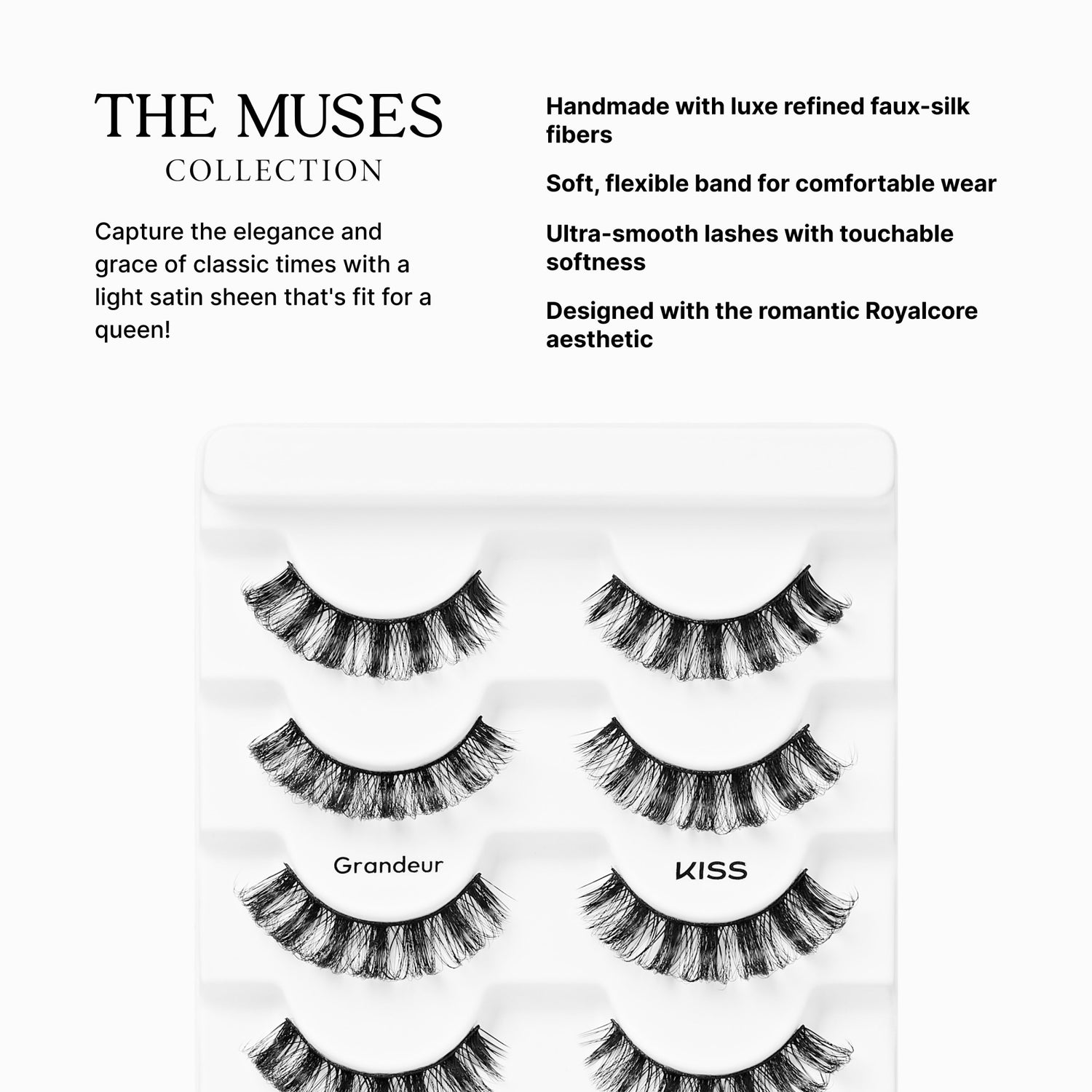 Kiss Lash Couture False Eyelashes The Muses Collection Multipack - Grandeur | 4 Pairs, Strip Lashes, 14mm