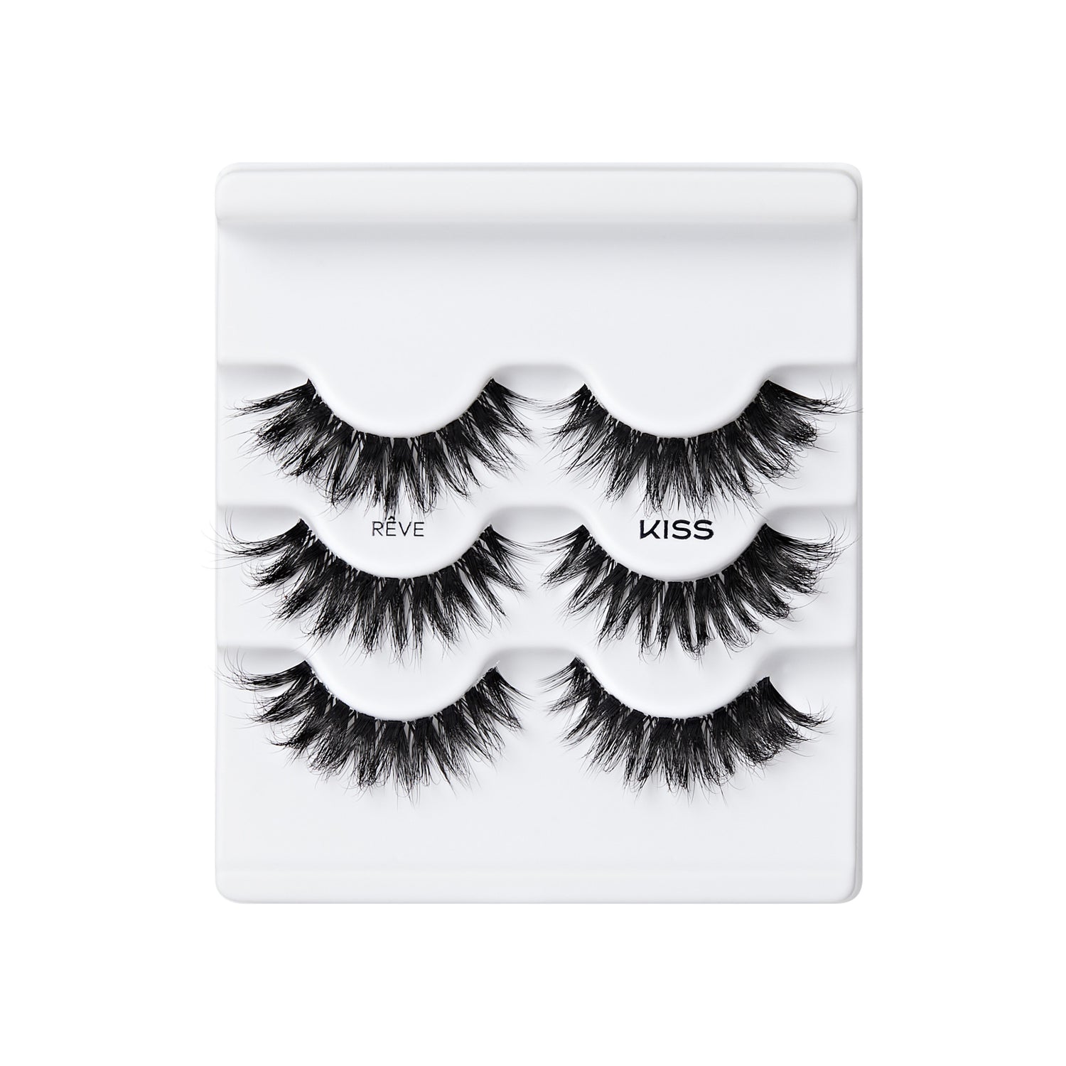 KISS Rêve false eyelash trio pack with three pairs of black lashes